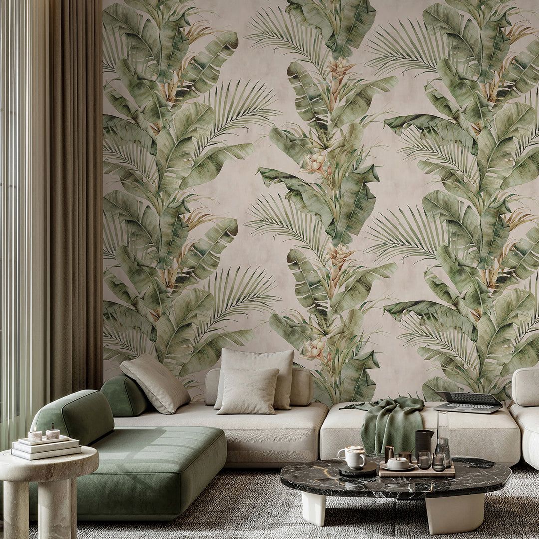 1080x1080 SALE! Light Green Tropical Wallpaper A142 Traditional Non Woven / 24” Wide X 48” High