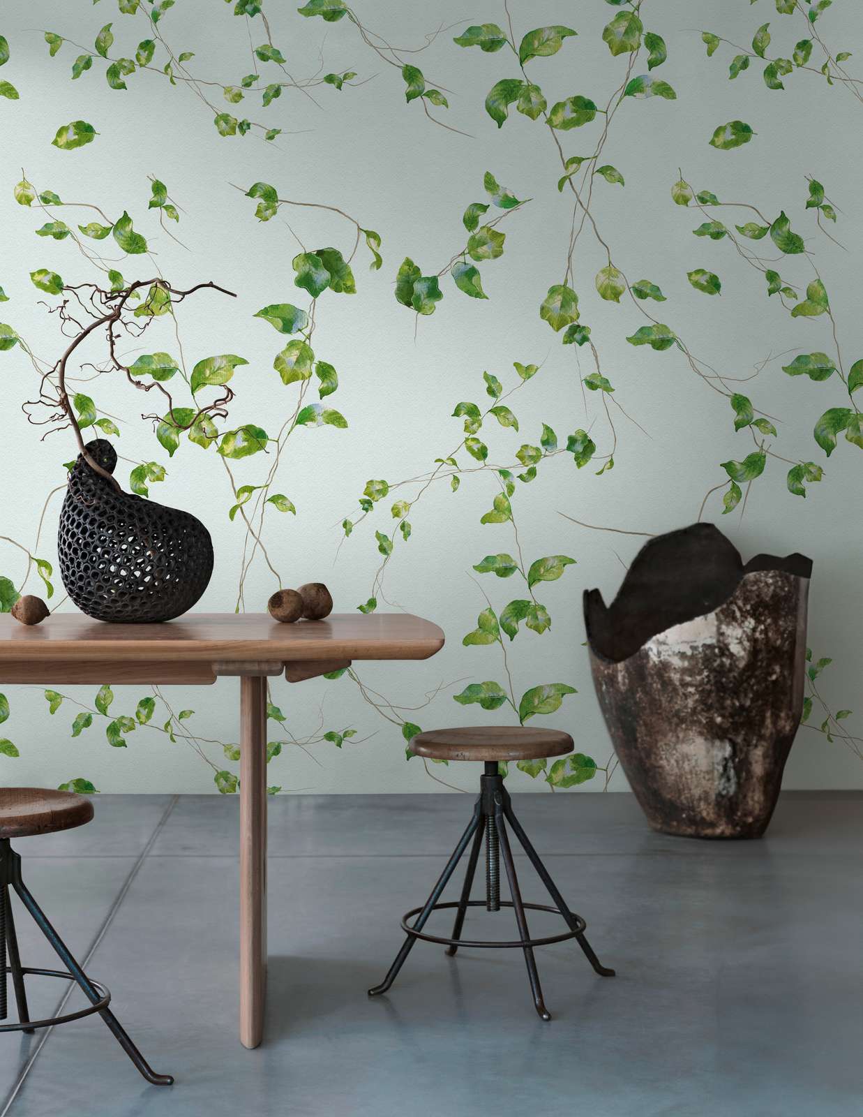 1237x1600 Non Woven Wallpaper Climbing Plant Motif & Large Scale Pattern Repetition
