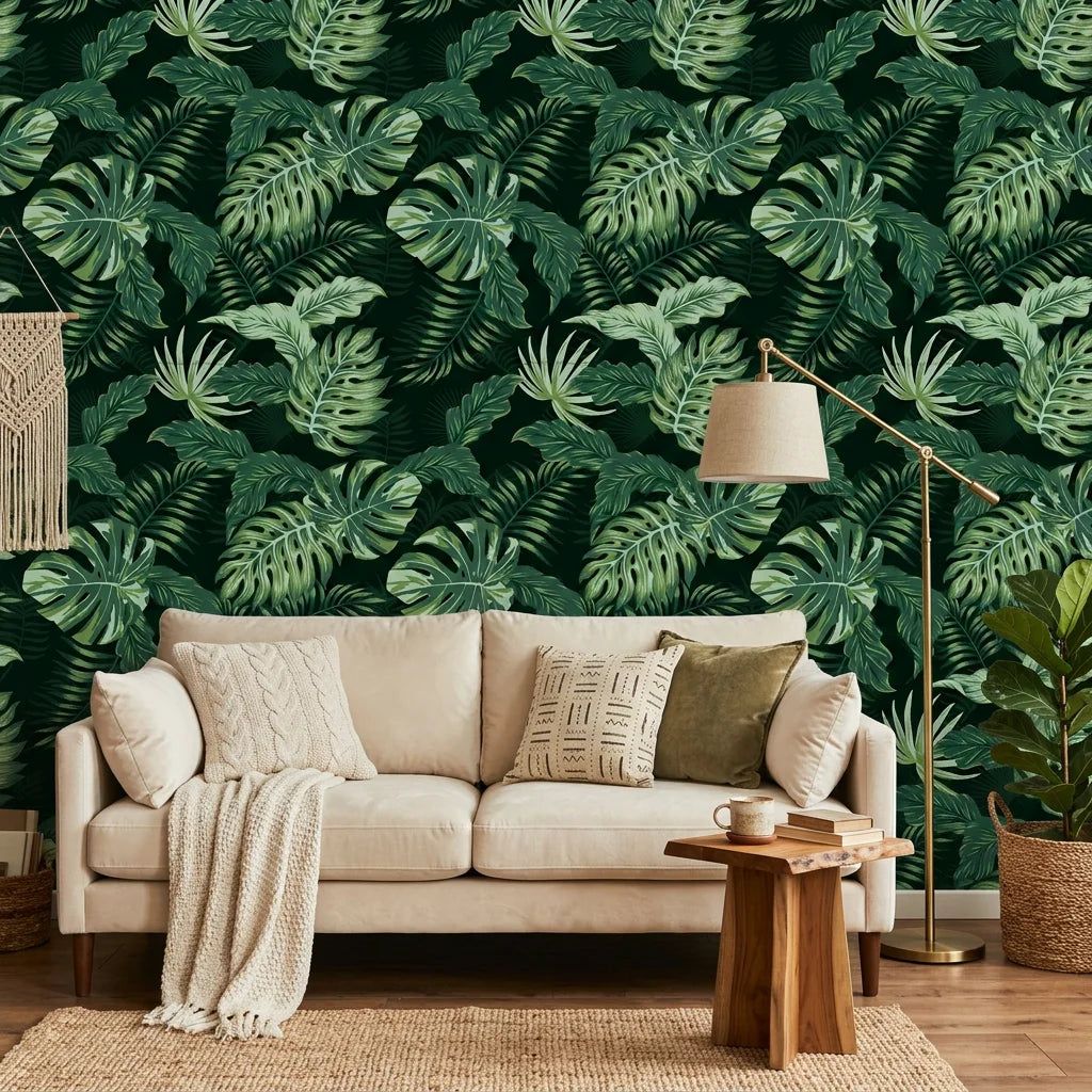 1024x1024 Emerald Jungle Botanical Wallpaper