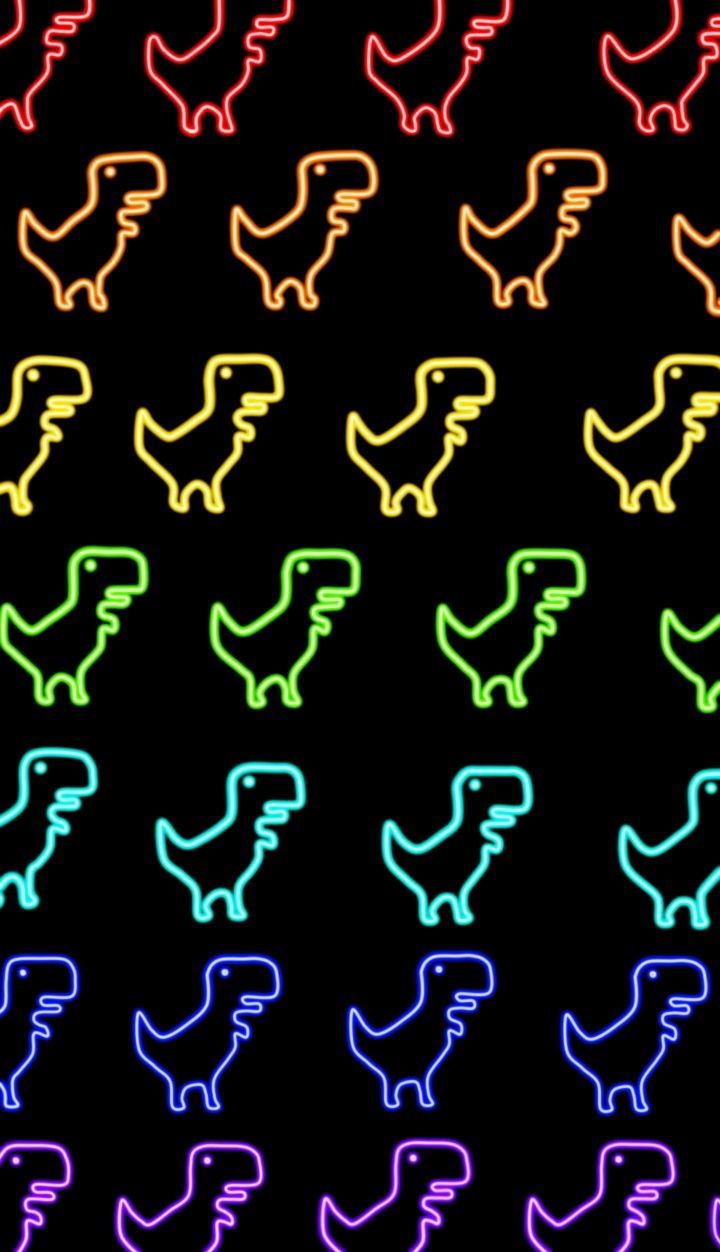 720x1252 Neon Rainbow Dinosaurs. Neon dinosaur background, Dino background, Neon dinosaur drawing