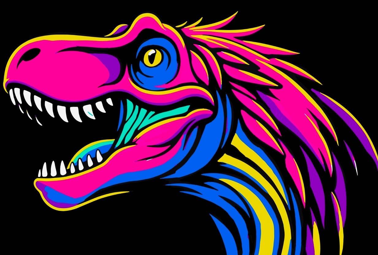 1233x832 Neon Dinosaur Tufted Edition