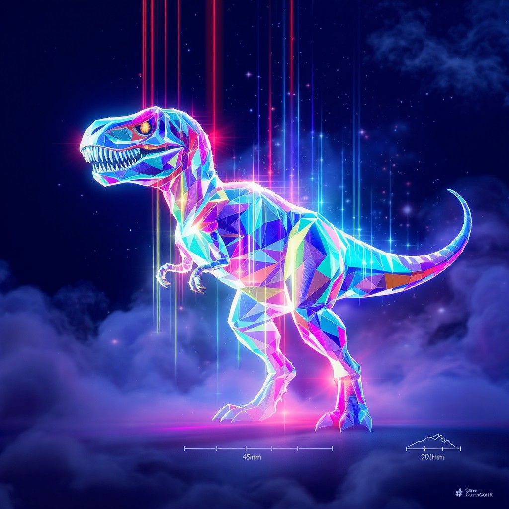 1024x1024 Download Prismatic Neon T Rex Image, Rainbow, Neon