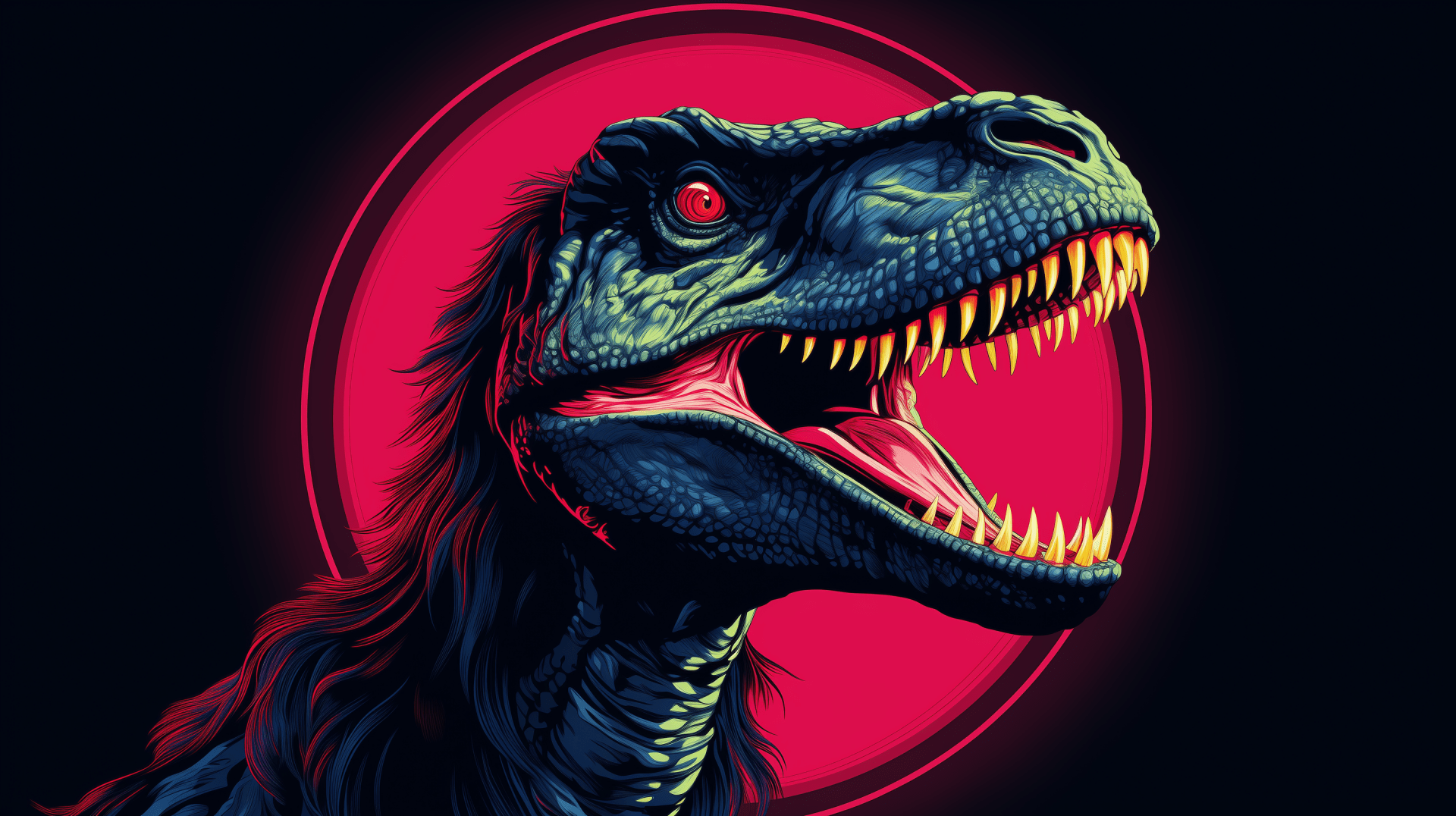 1920x1076 Neon Roar: AI Powered Dinosaur HD Wallpaperx1632