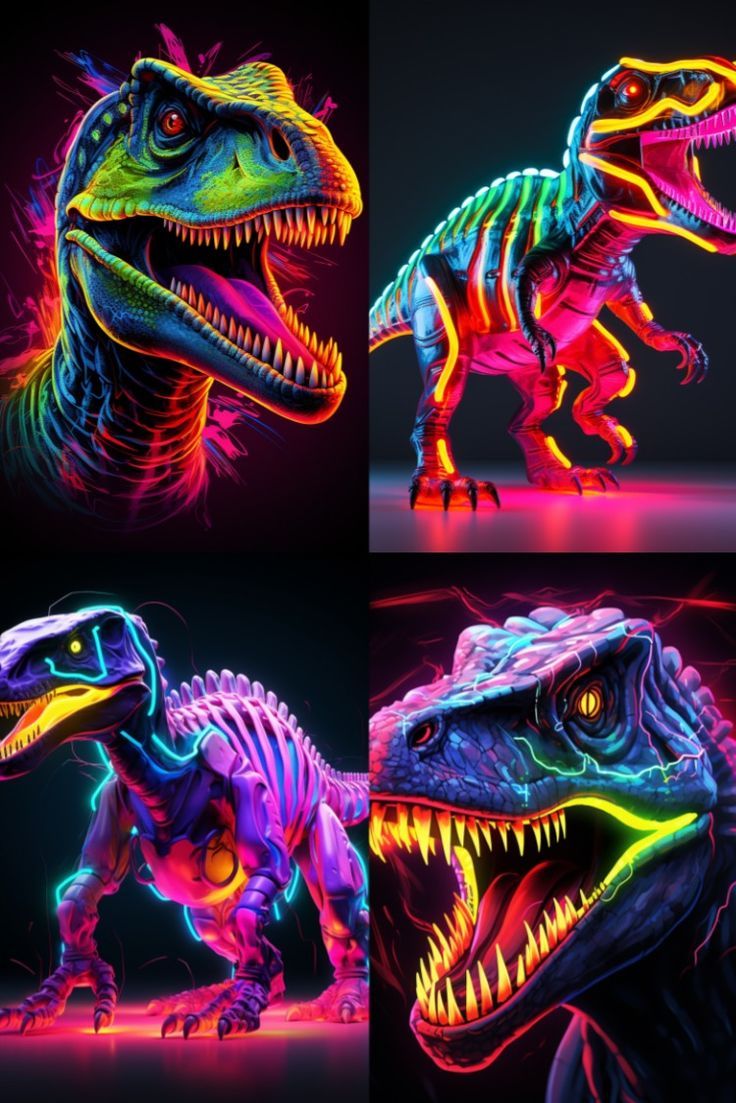 736x1103 Neon Dinosaur
