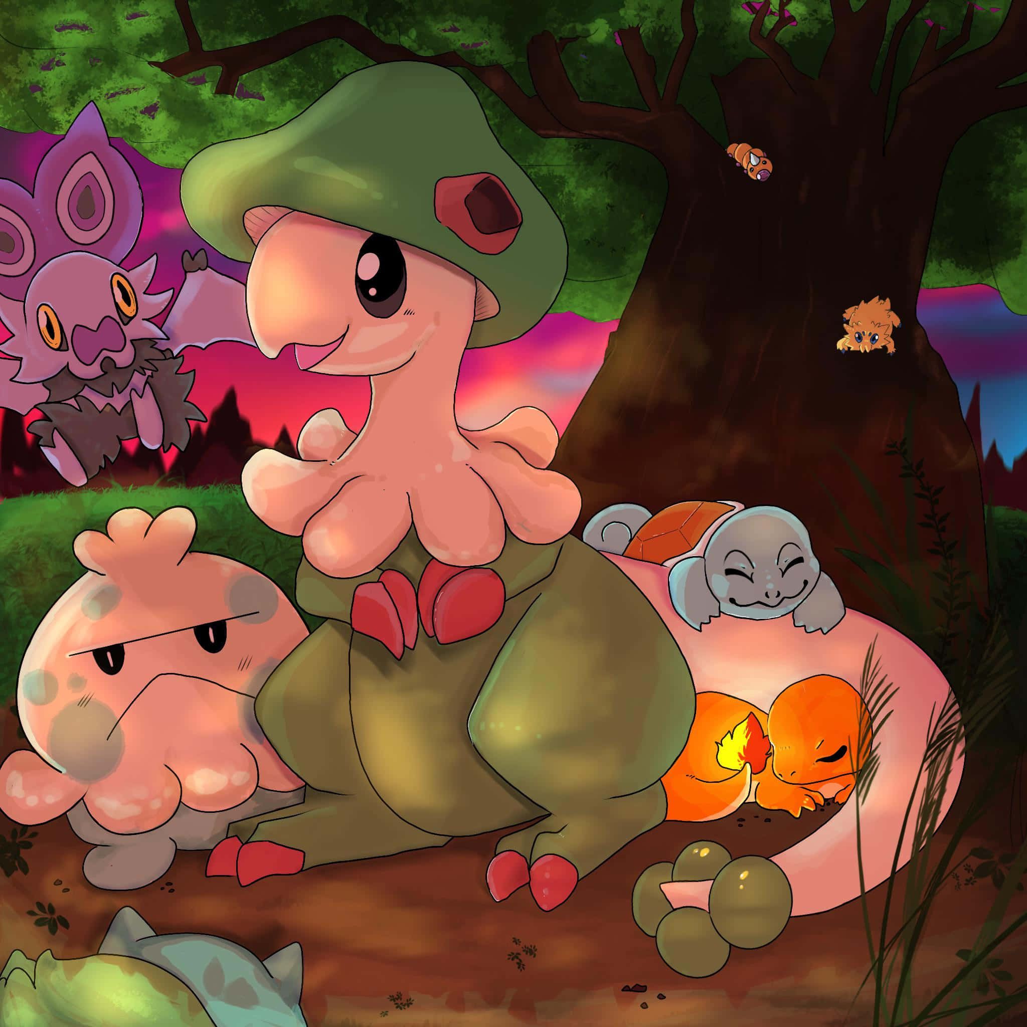 2048x2048 Download Shroomish Breloom Forest Pokemon Wallpaper