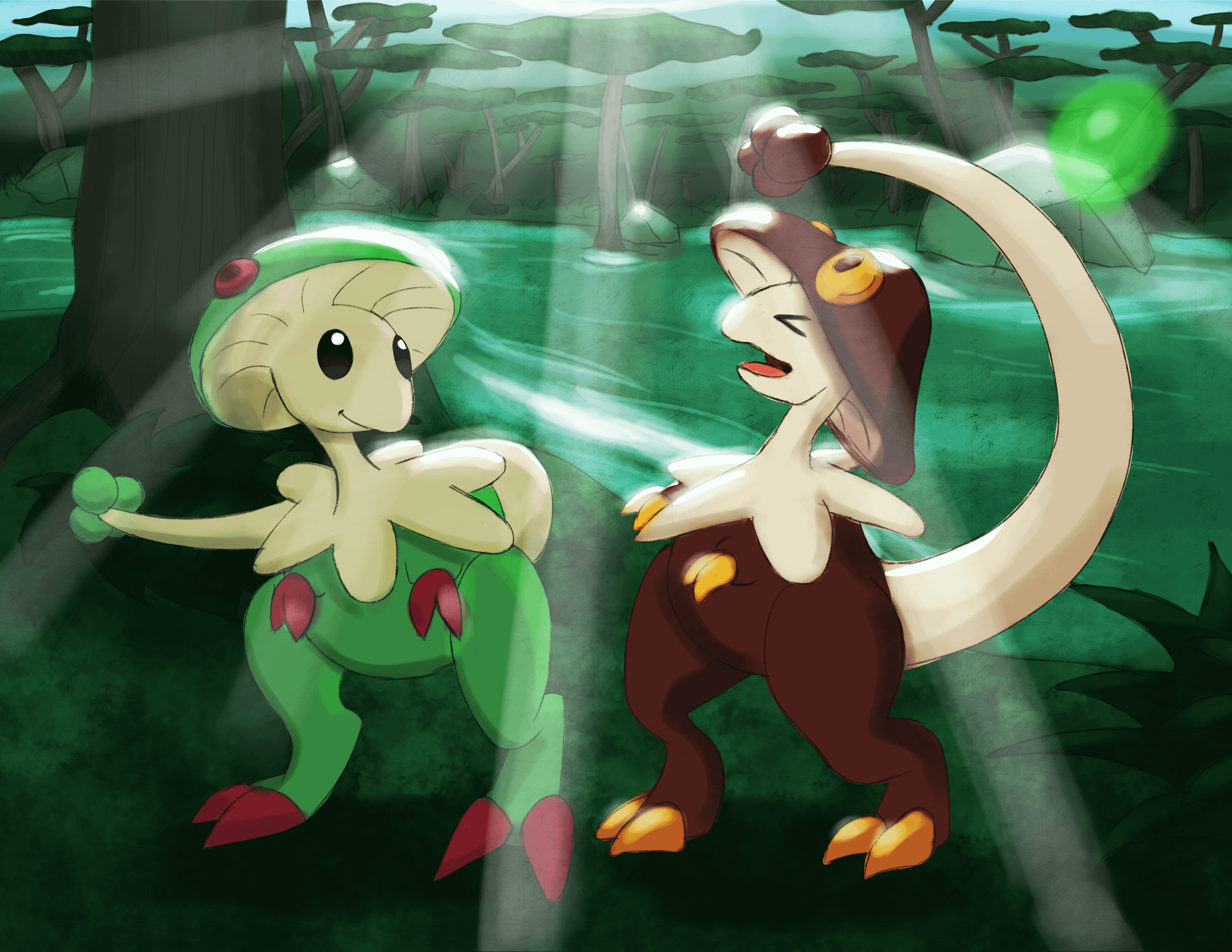 3300x2550 Regular and Shiny Breloom in a Swamp