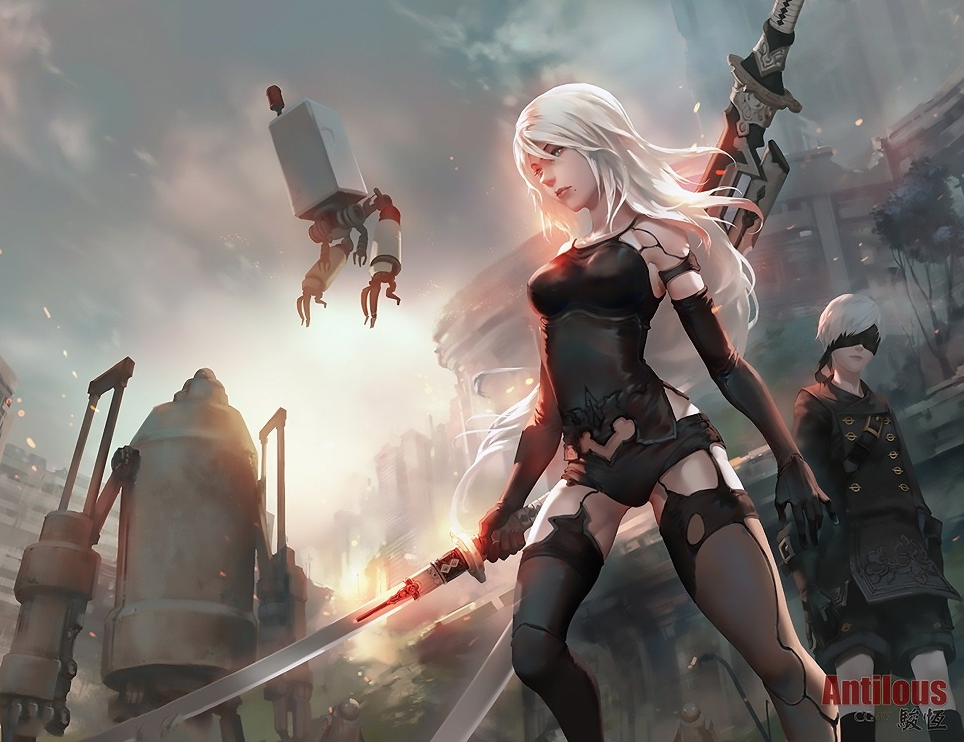 1920x1478 NieR: Automata HD Wallpaper A2 and 9S