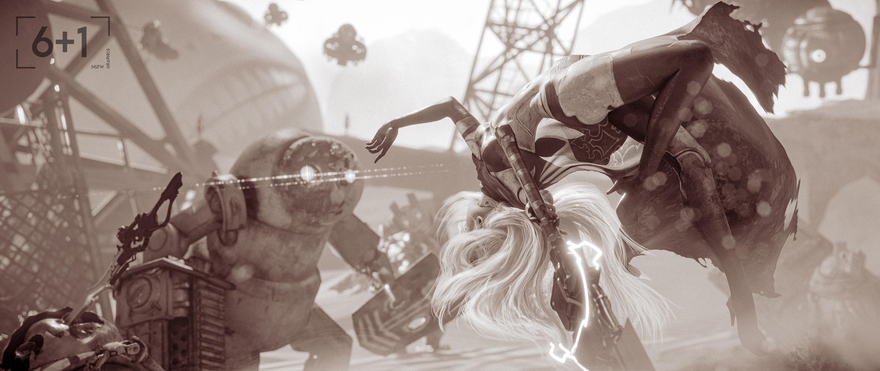 2987x1260 Happy December! Created a wallpaper of A2 inspired by the recent NieR anniversary art