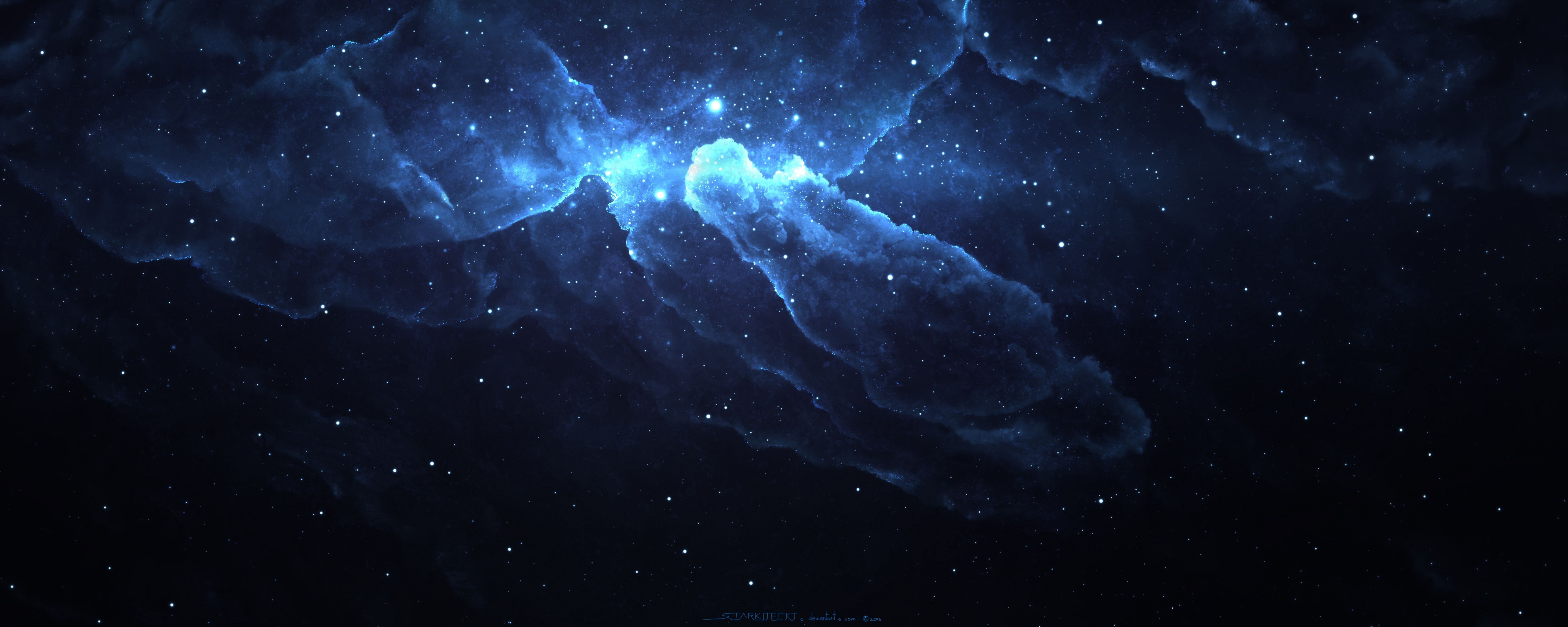 7500x3000 Wallpaper White and Blue Galaxy Illustration, Background Free Image