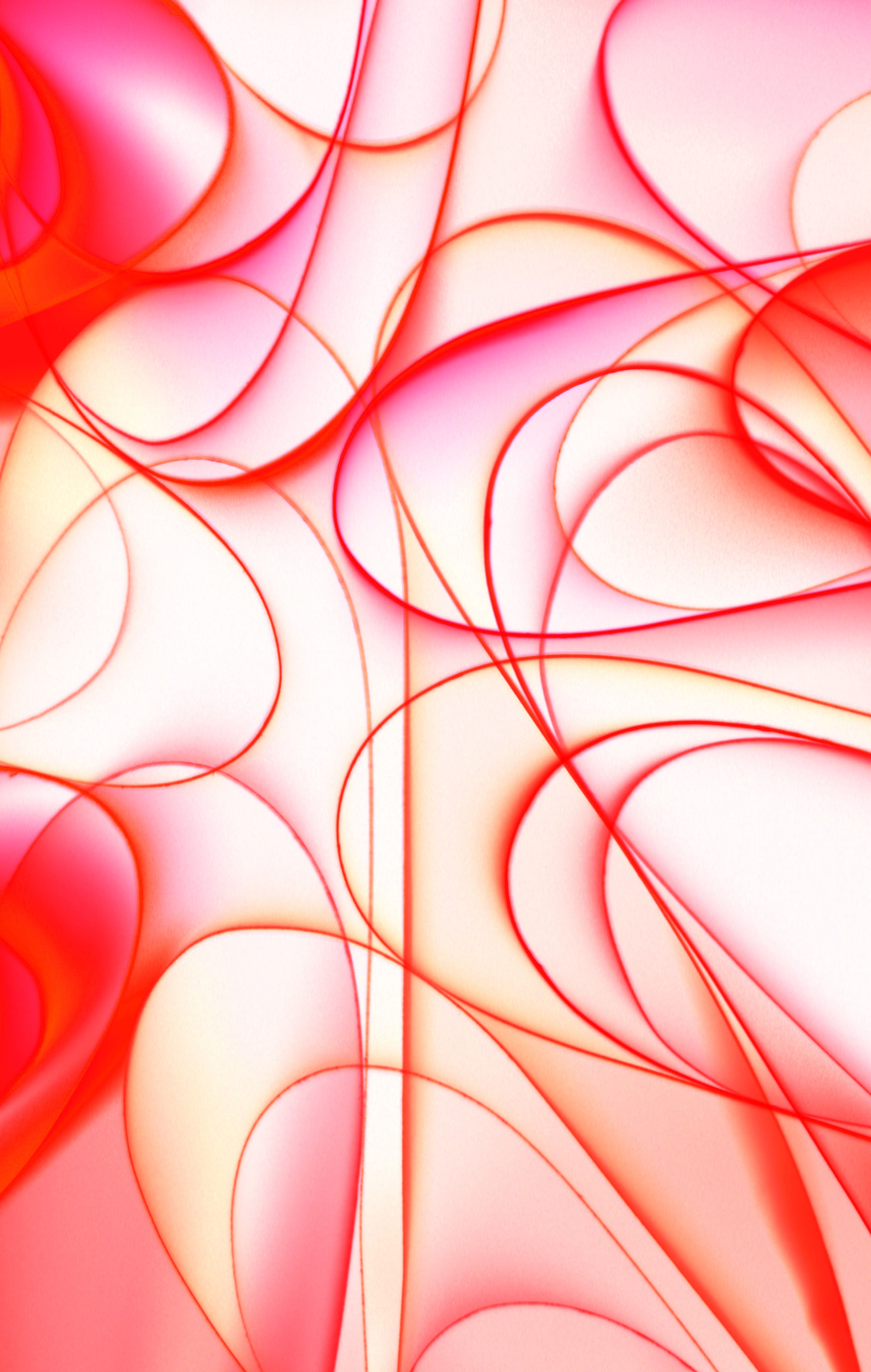 3474x5472 Vibrant Abstract Red and Pink Curved Lines Art · Free