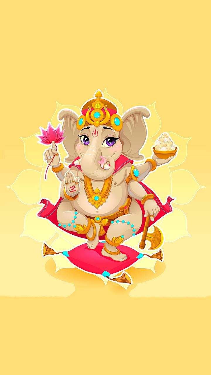 720x1280 Download Caption: Sacred Charm Adorable Illustration of Lord Ganesha Wallpaper