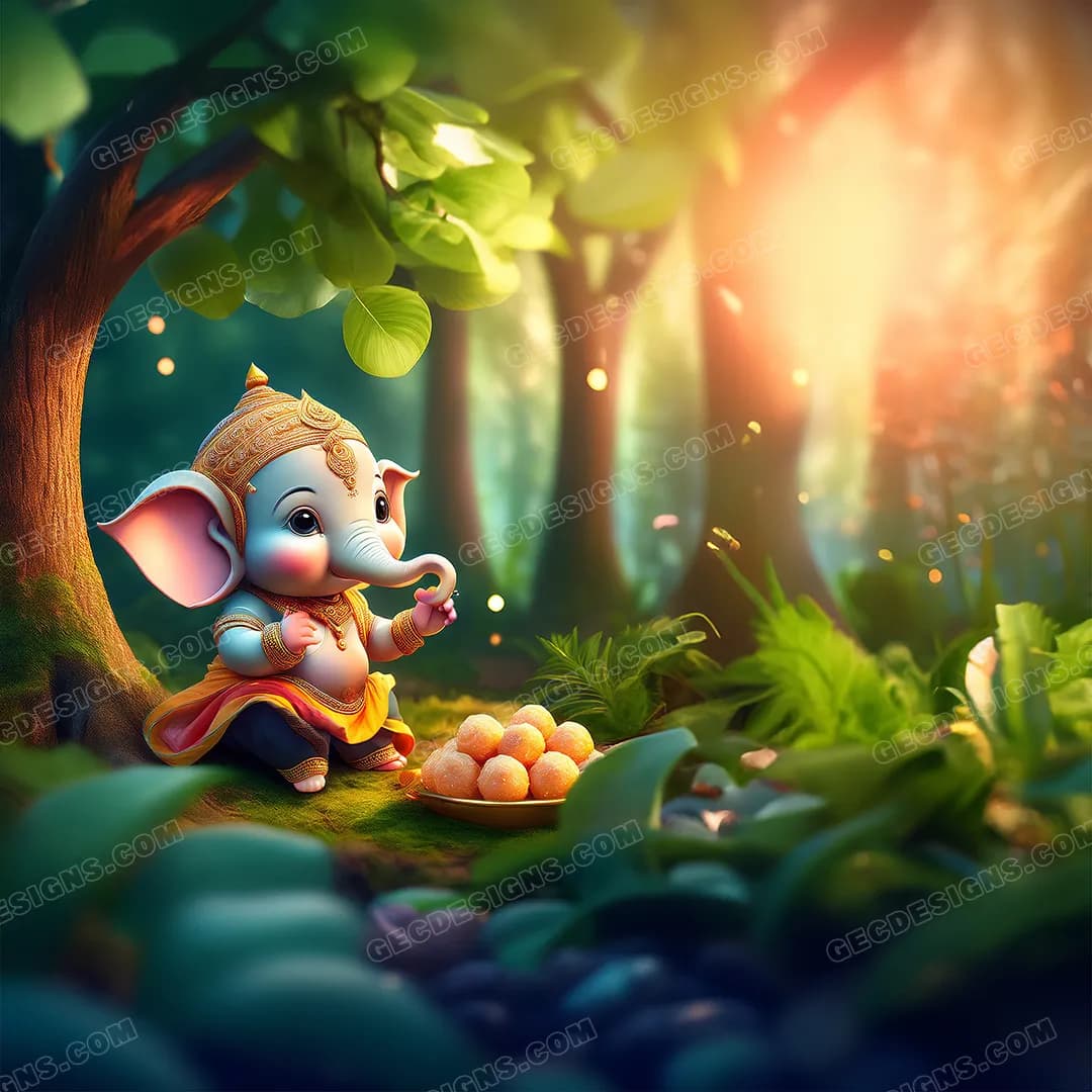 1080x1080 Happy Ganesh Chaturthi poster image, cute little lord Ganesha eating Modak HD wallpaper: Free & Premium Creative Assets