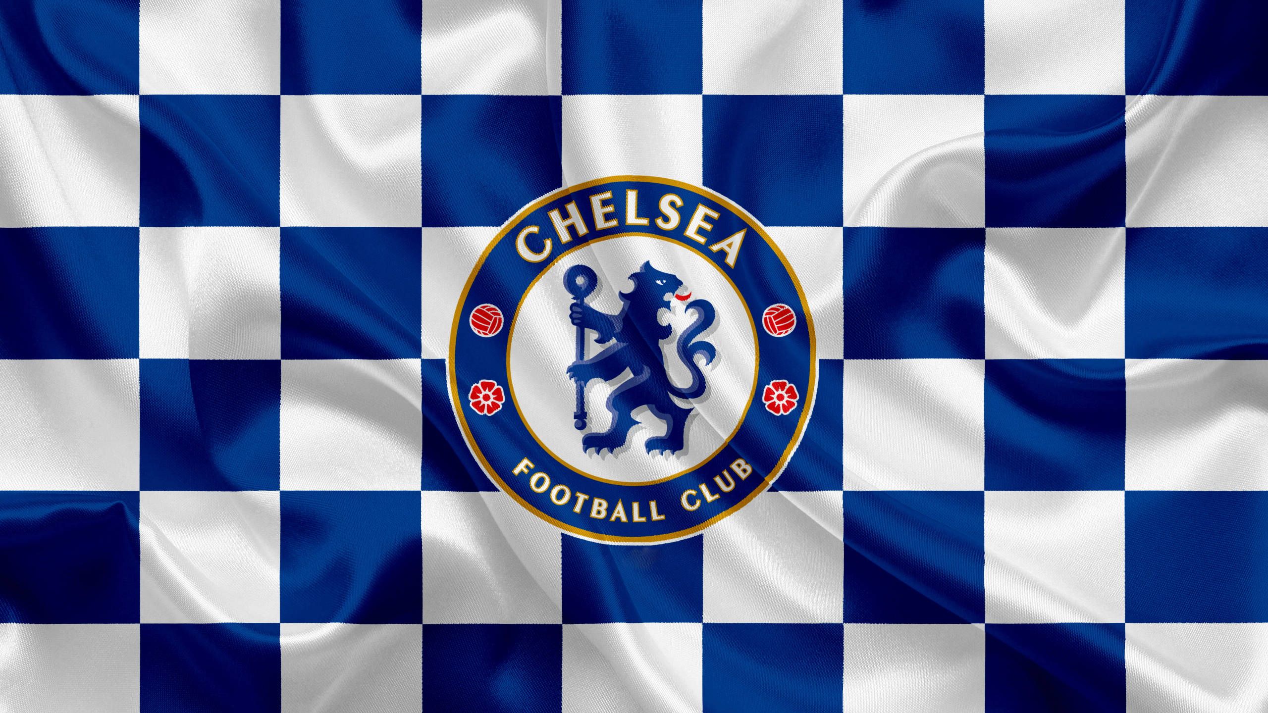 2560x1440 Download Chelsea FC Checkered Flag Wallpaper