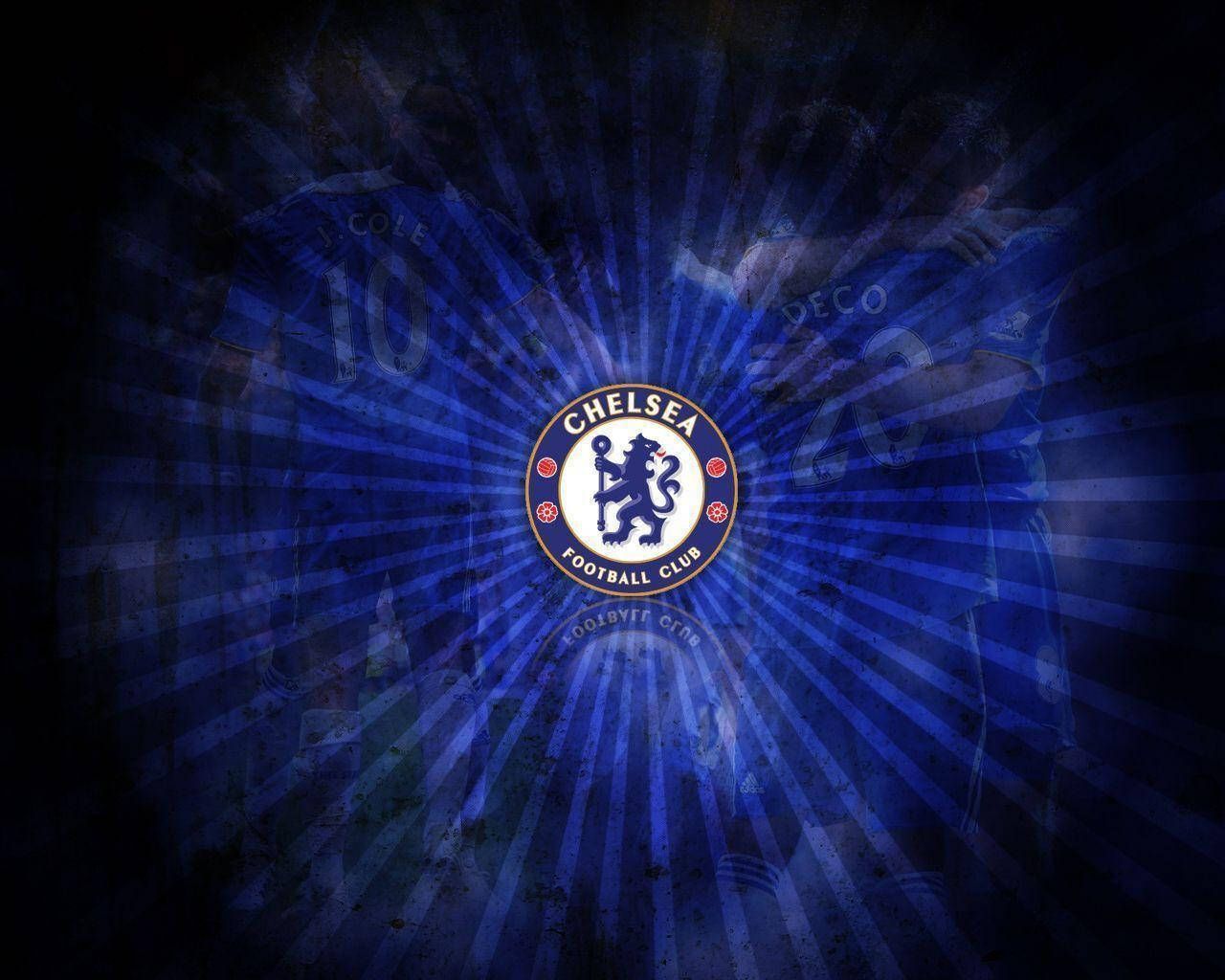 1280x1024 Download Chelsea FC Badge With Blue Rays Wallpaper
