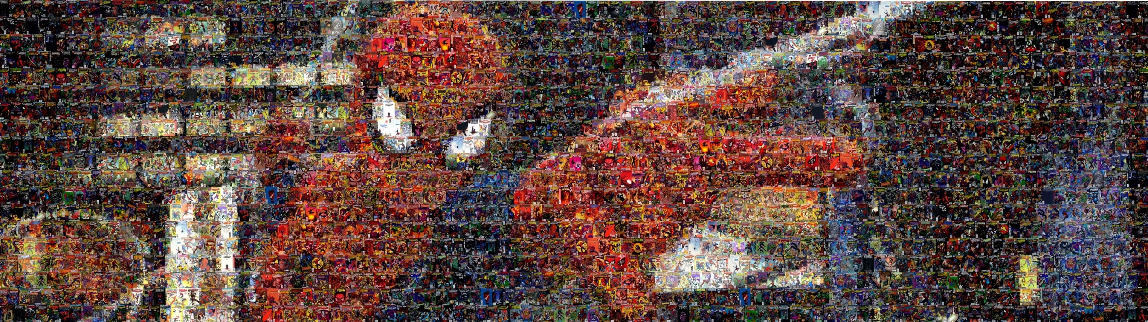 3840x1080 spiderman, Mosaic, Marvel, Comics, Collage Wallpaper HD / Desktop and Mobile Background