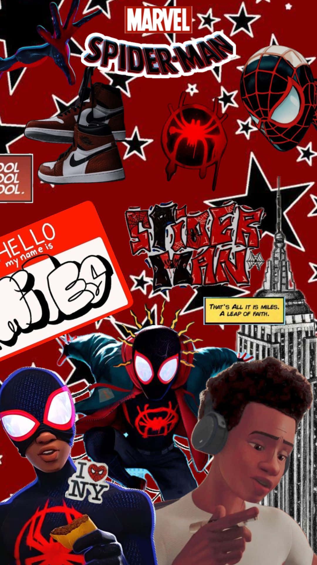 1080x1920 Download Miles Morales Spiderman Collage Aesthetic Wallpaper