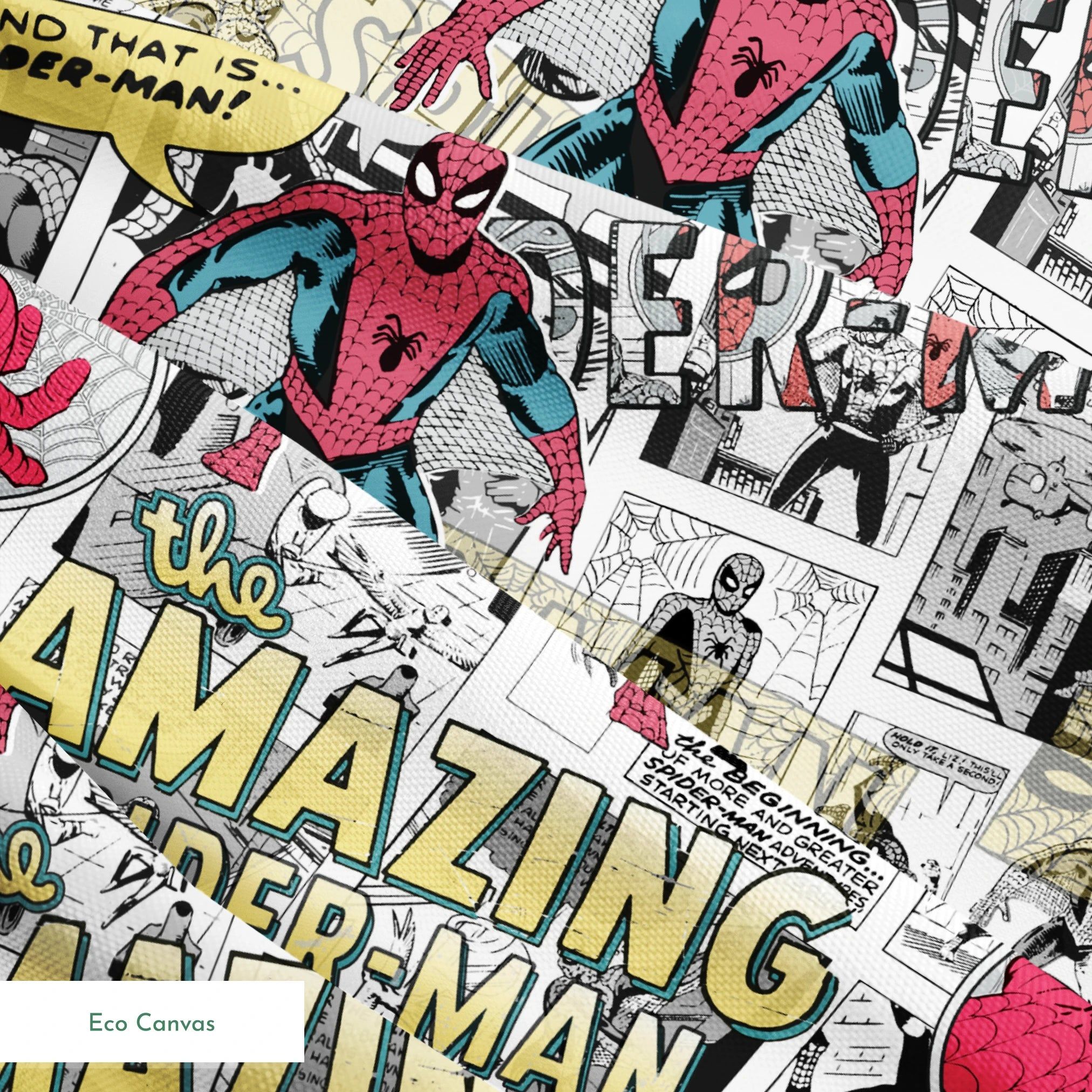 2024x2024 Eugene Textiles Premium Marvel Spider Man Super Hero Blue & Yellow color Fabric, Size: 18 inch x 21 inch