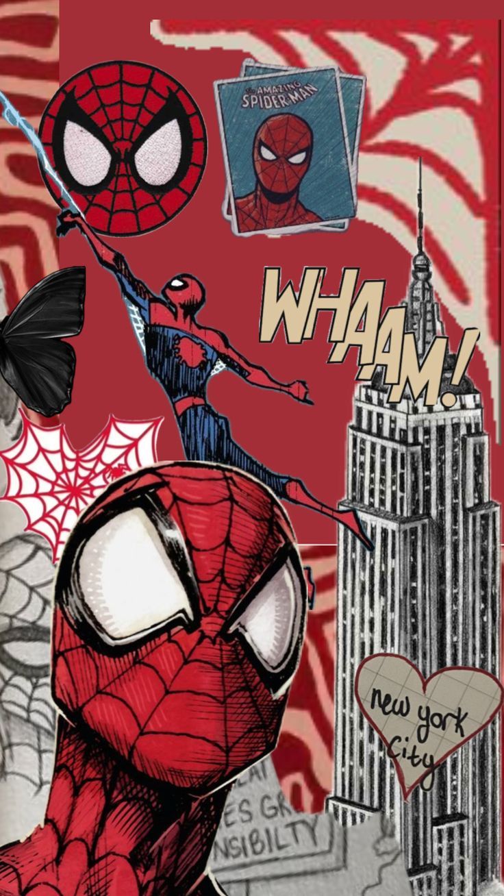 736x1308 Spiderman collage drawing. Spiderman comic book wallpaper, Spider man comic book wallpaper, Spidey wallpaper
