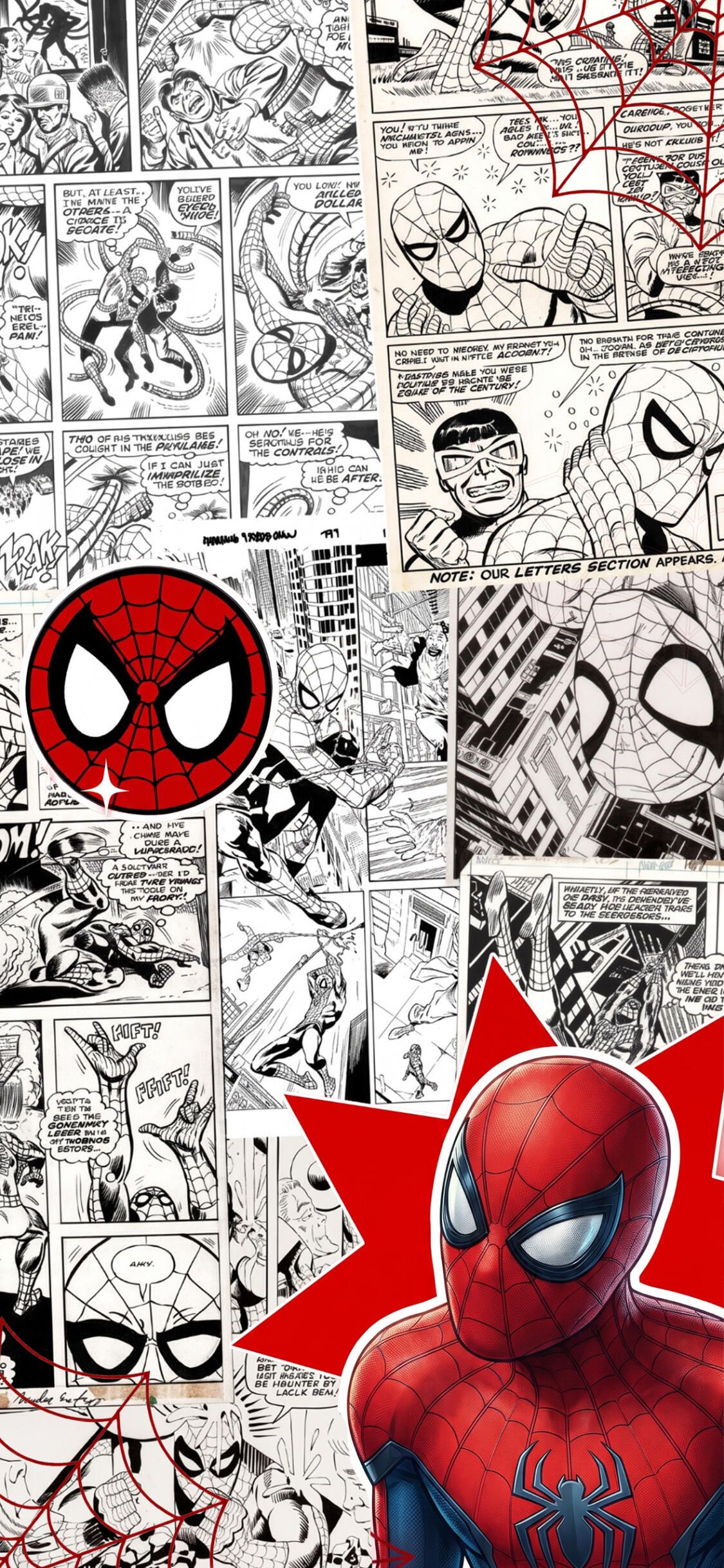 1125x2436 Spider Man Comic Collage Wallpaper 1170x2532 Wallpaper For IPhone 12 13 IPhone 12 13 Pro