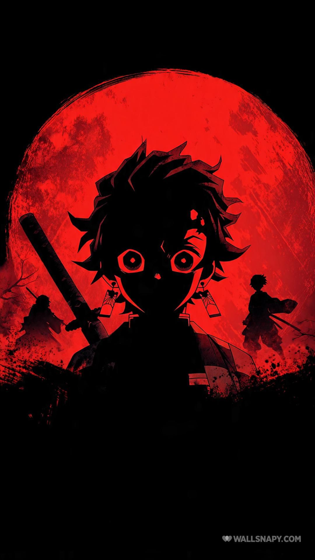 1080x1920 Tanjiro black red amoled style wallpaper
