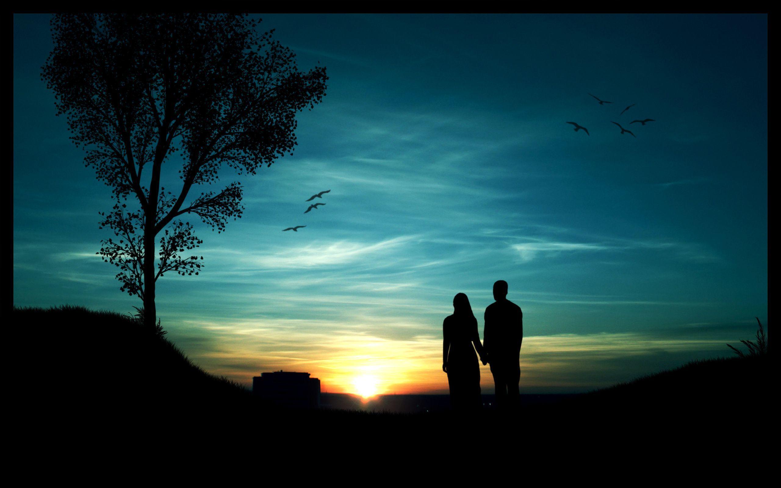 Couple Silhouette Wallpapers Top Free Couple Silhouette Backgrounds Wallpaperaccess