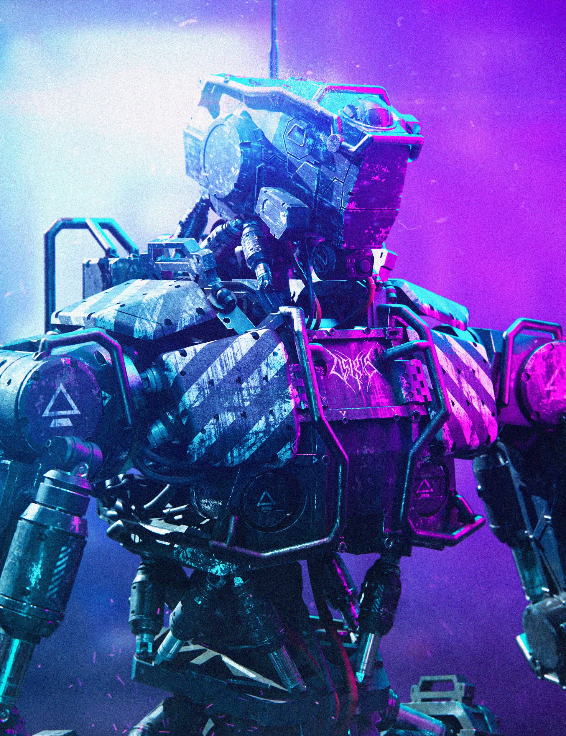 1920x2496 Neon Robot Soldier
