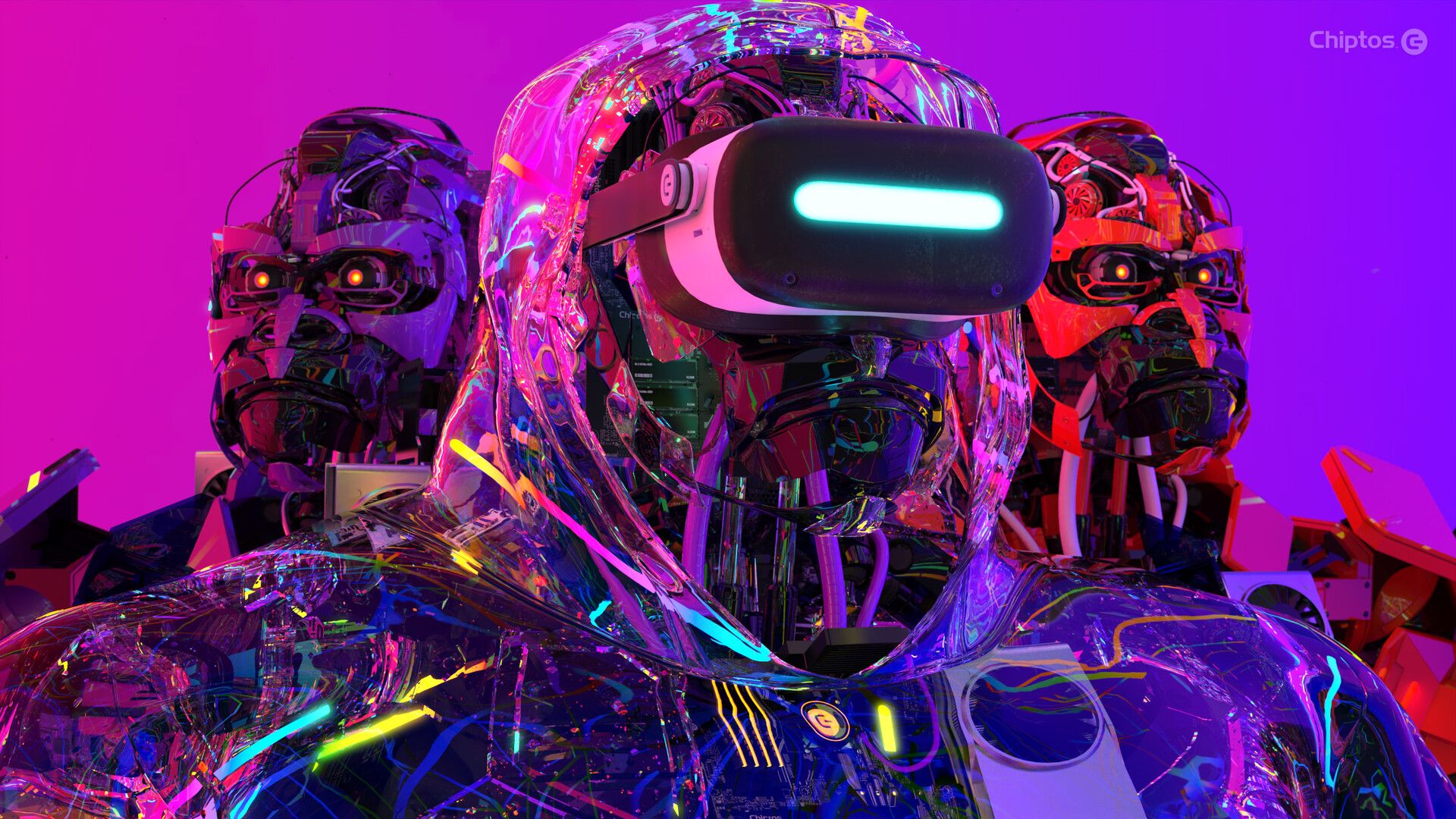 1920x1080 Chiptos X 3D Robot Kong Mecha Gorilla Troop Robot 4K NFT Wallpaper Desktop Background
