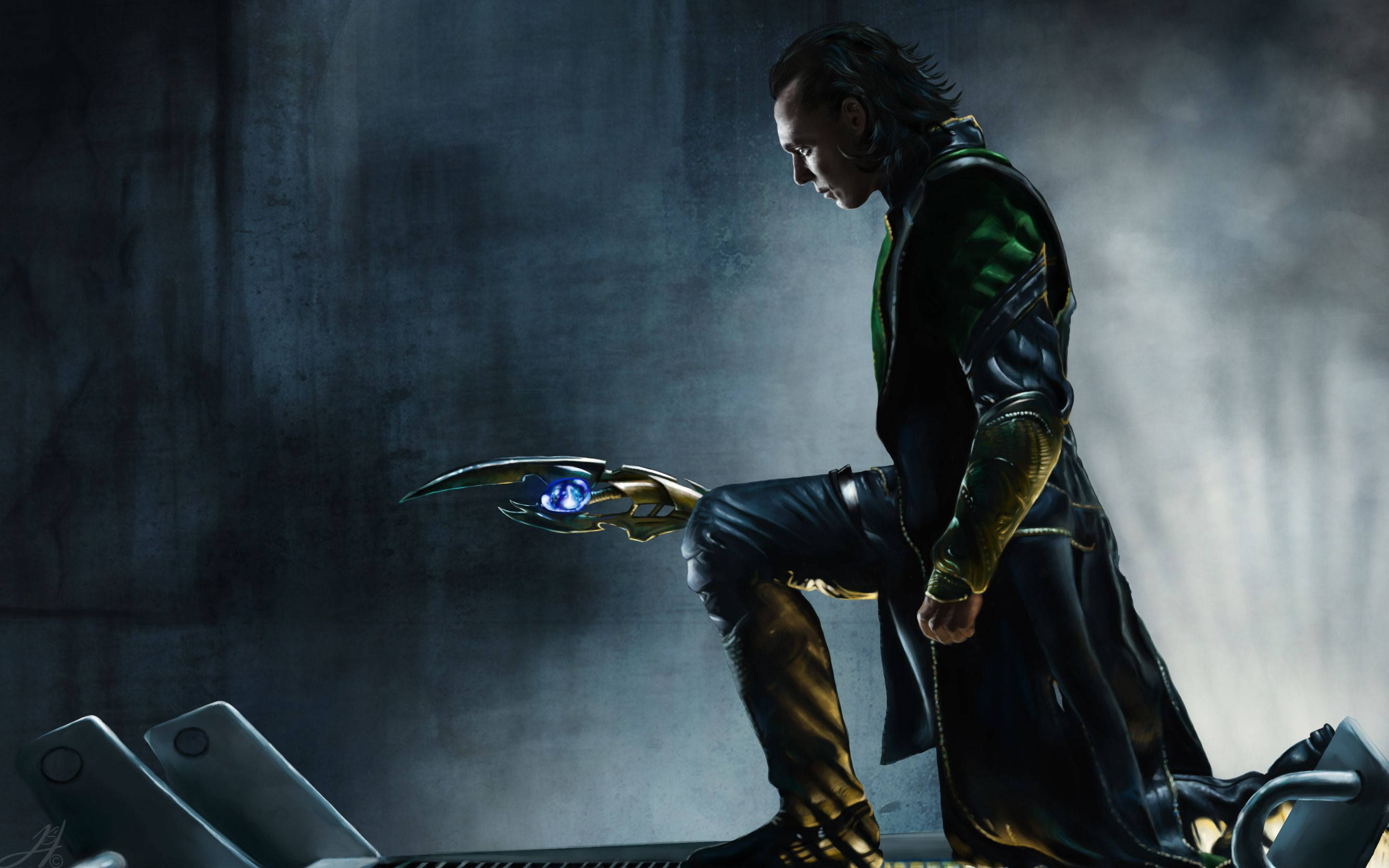 2880x1800 Download Kneeling Loki God of Mischief Wallpaper