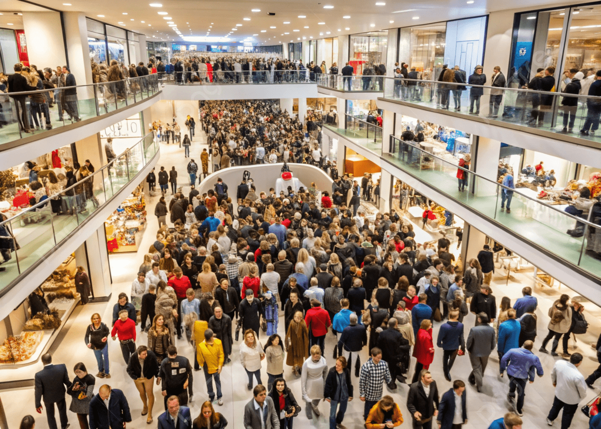 1200x857 Thriving Shopping Mall Scene Showcasing Crowds Of Customers Walking And Socializing Wallpaper Background, Shopping, Crowd, Mall Background Image And Wallpaper for Free Download