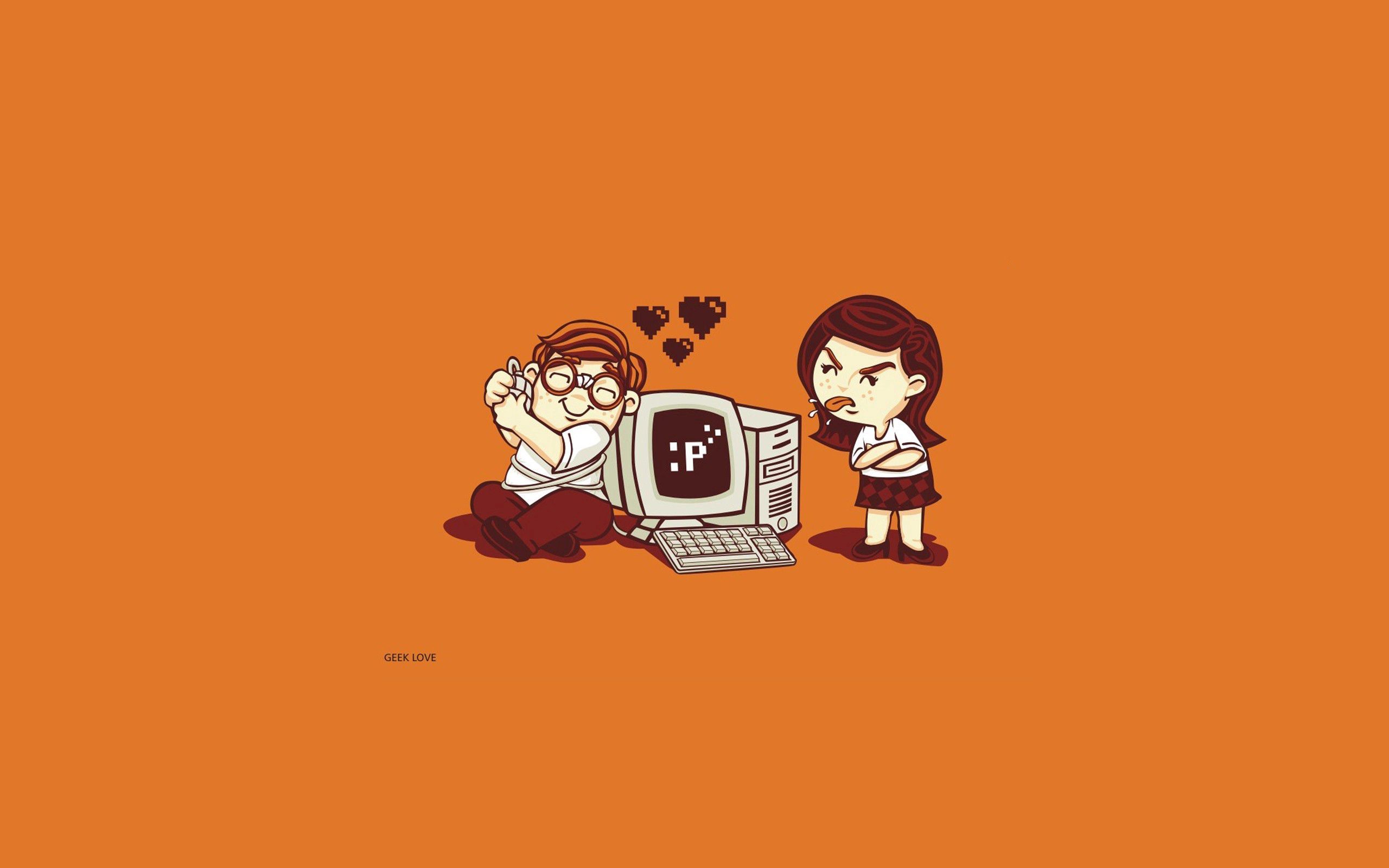2560x1600 Phone wallpaper: Guy, Computer, Love, Gamer, Vector, Girl 81561