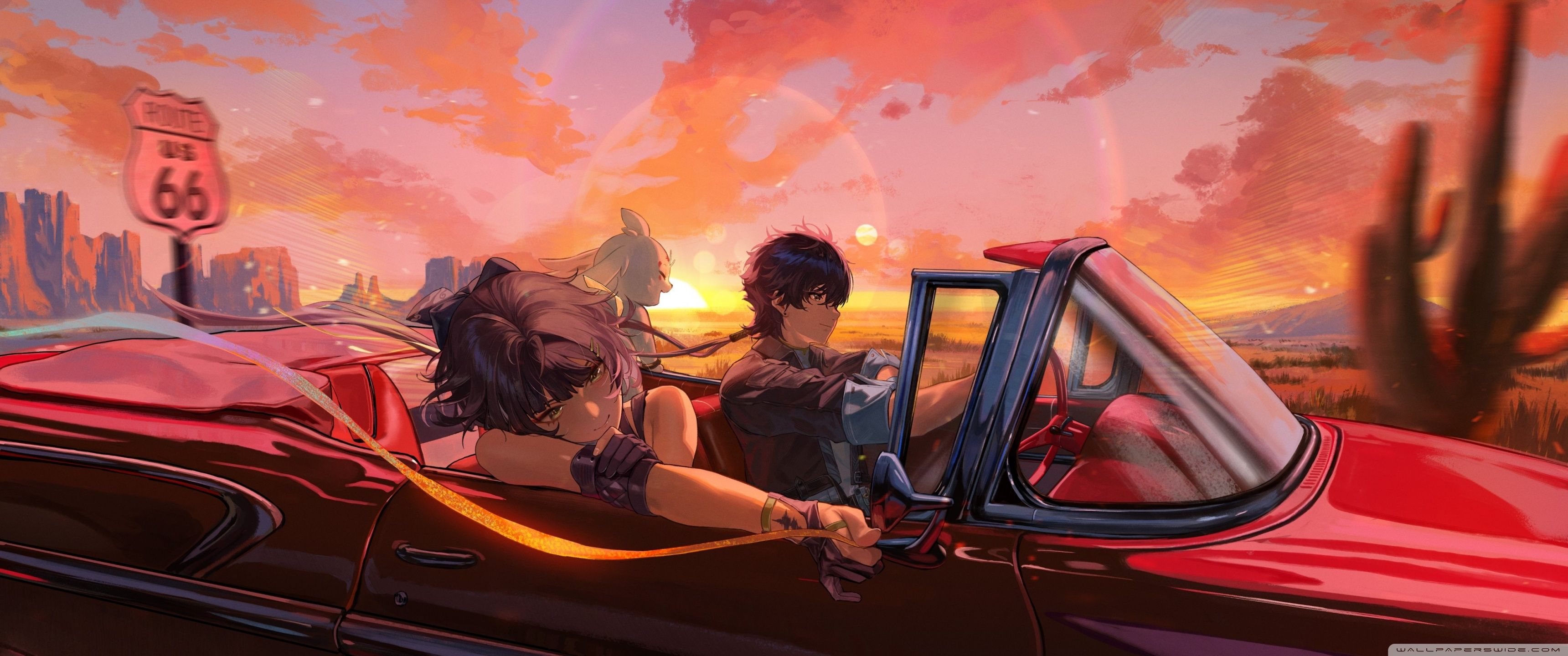 3440x1440 Anime, Convertible Car, Boy and Girl, Adventure 4K UHD Wallpaper for UltraHD Desktop and TV : Widescreen and UltraWide Display : Dual Monitor