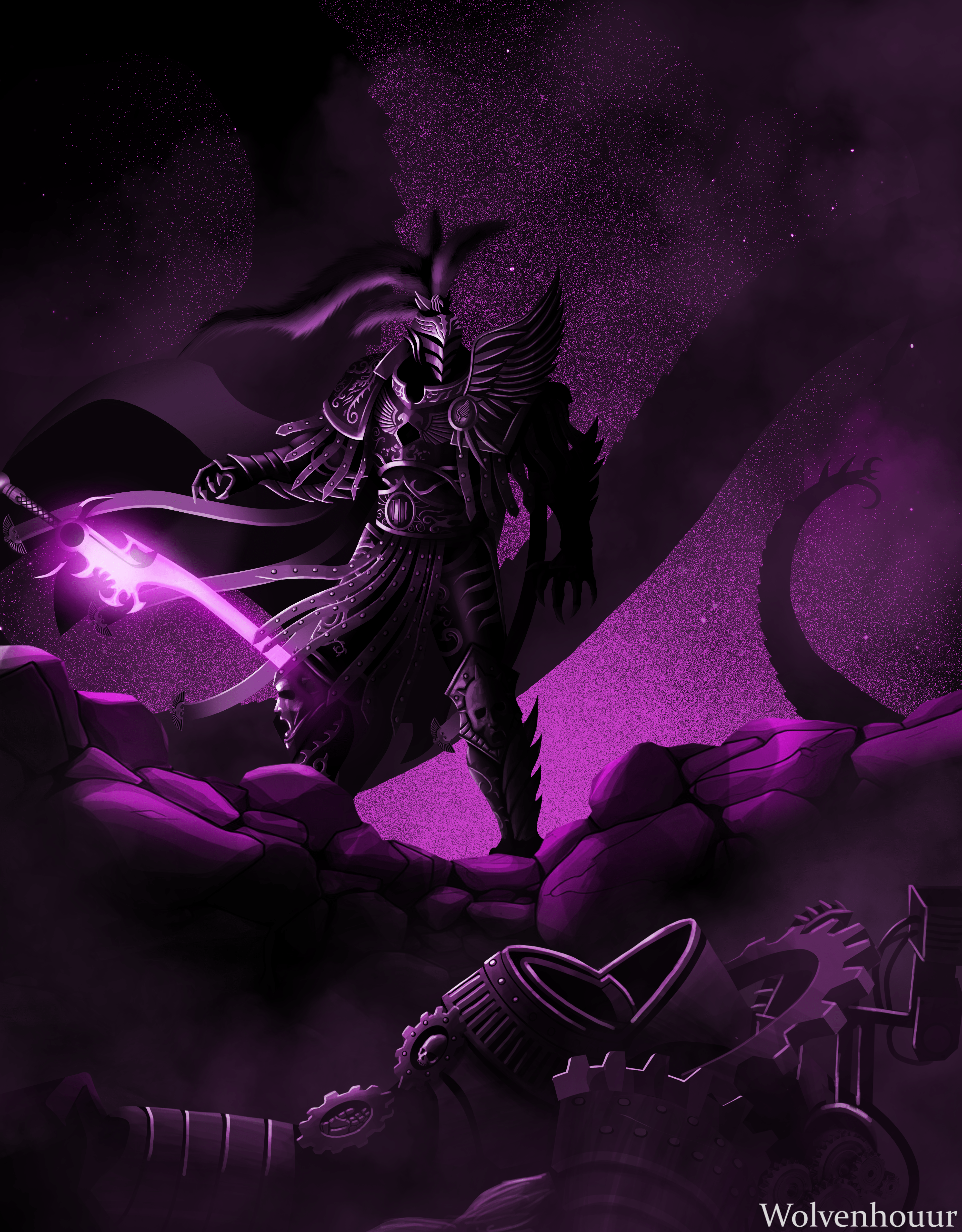 3752x4804 Rework of Fulgrim slays Ferrus Manus. 2022 Vs 2024. Wallpaper for you guys