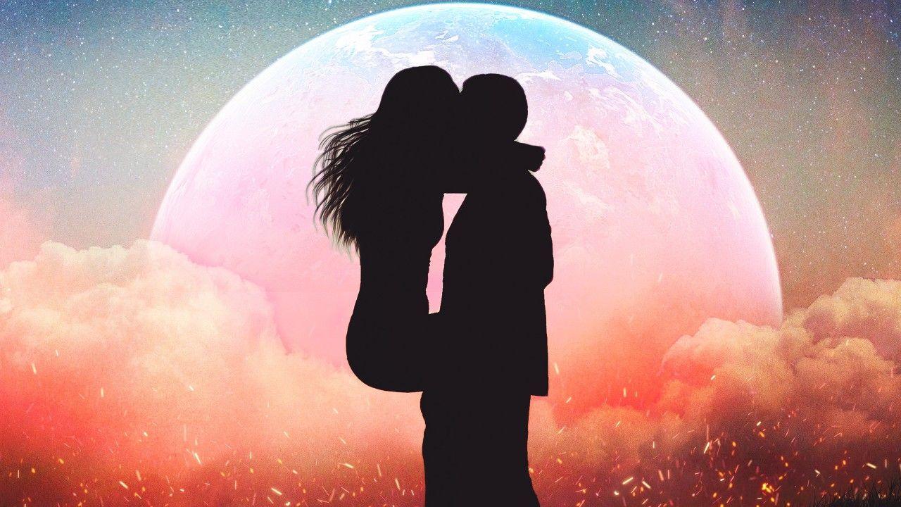 1280x720 Romantic Kissing Couple Silhouette Wallpaper 3D Models. Free