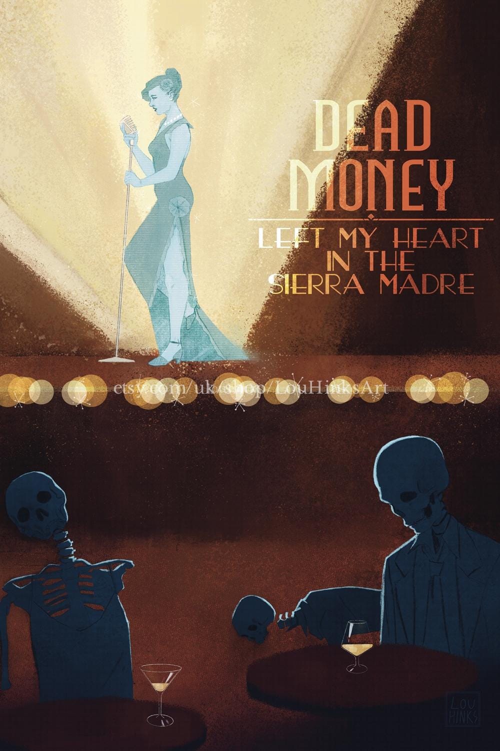 1000x1500 FNV Vegas Inspired Dead Money Sierra Madre Art Print Mid Century Style