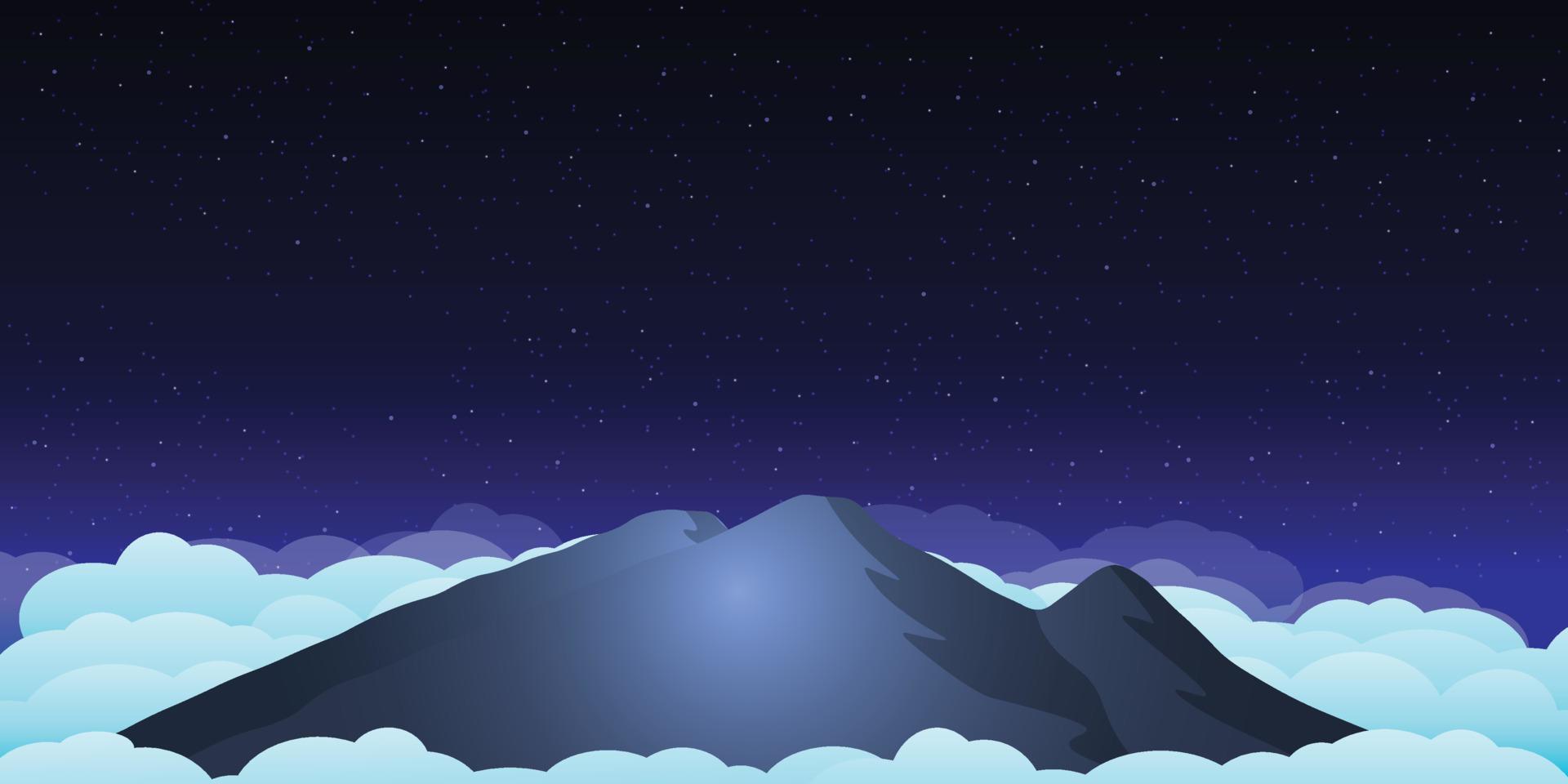 1920x960 peaceful beautiful night over prau mountains with ocean of clouds, Use as landscape background or wallpaper