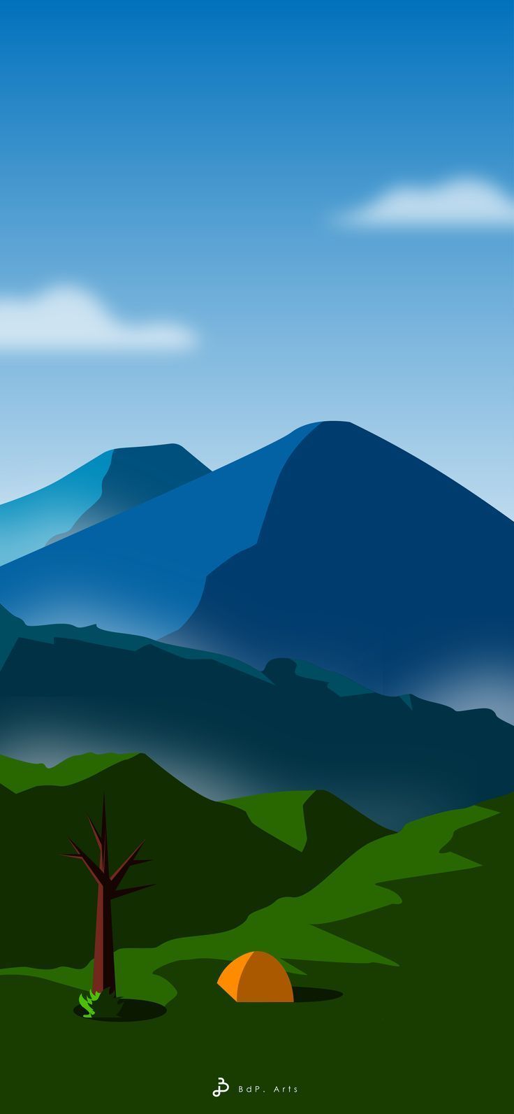 736x1593 Mt. Prau Vector Art