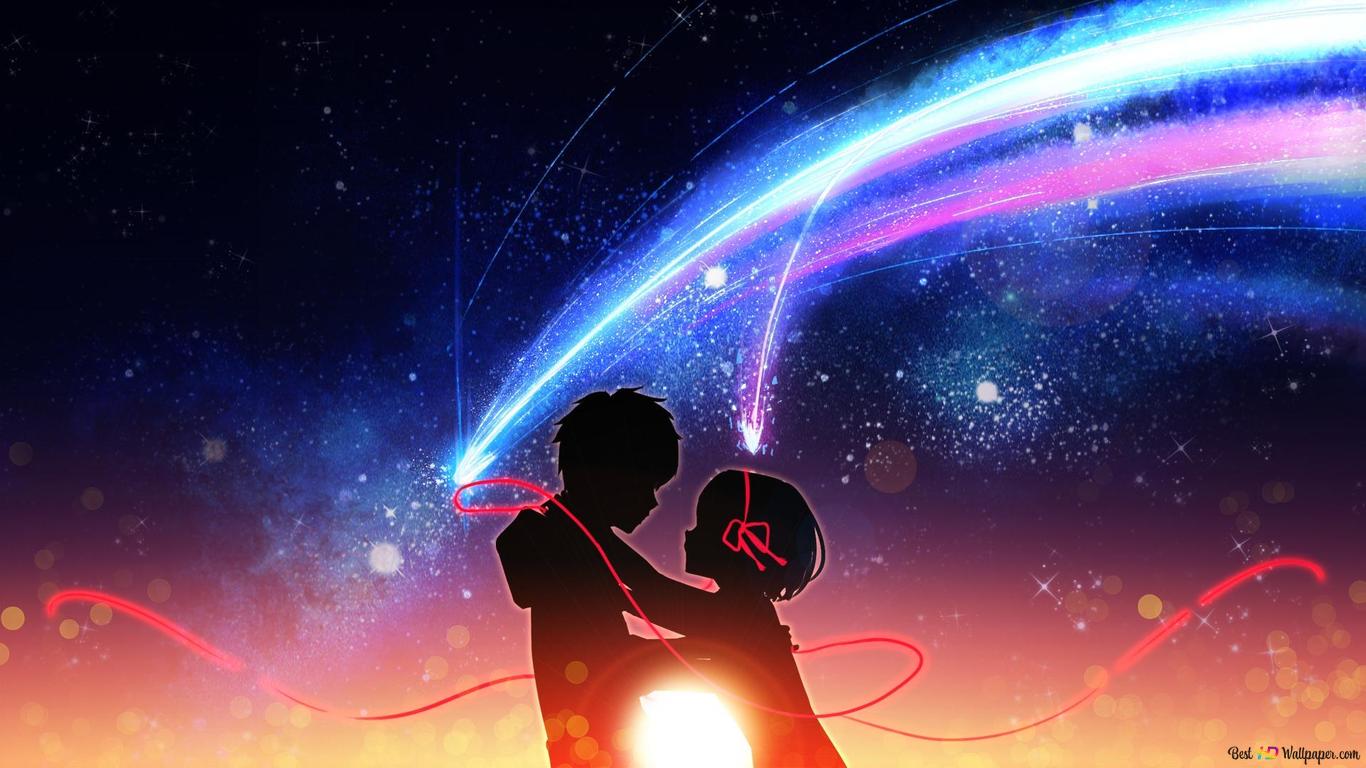 1366x768 Your Name anime couple in a relation HD wallpaper download