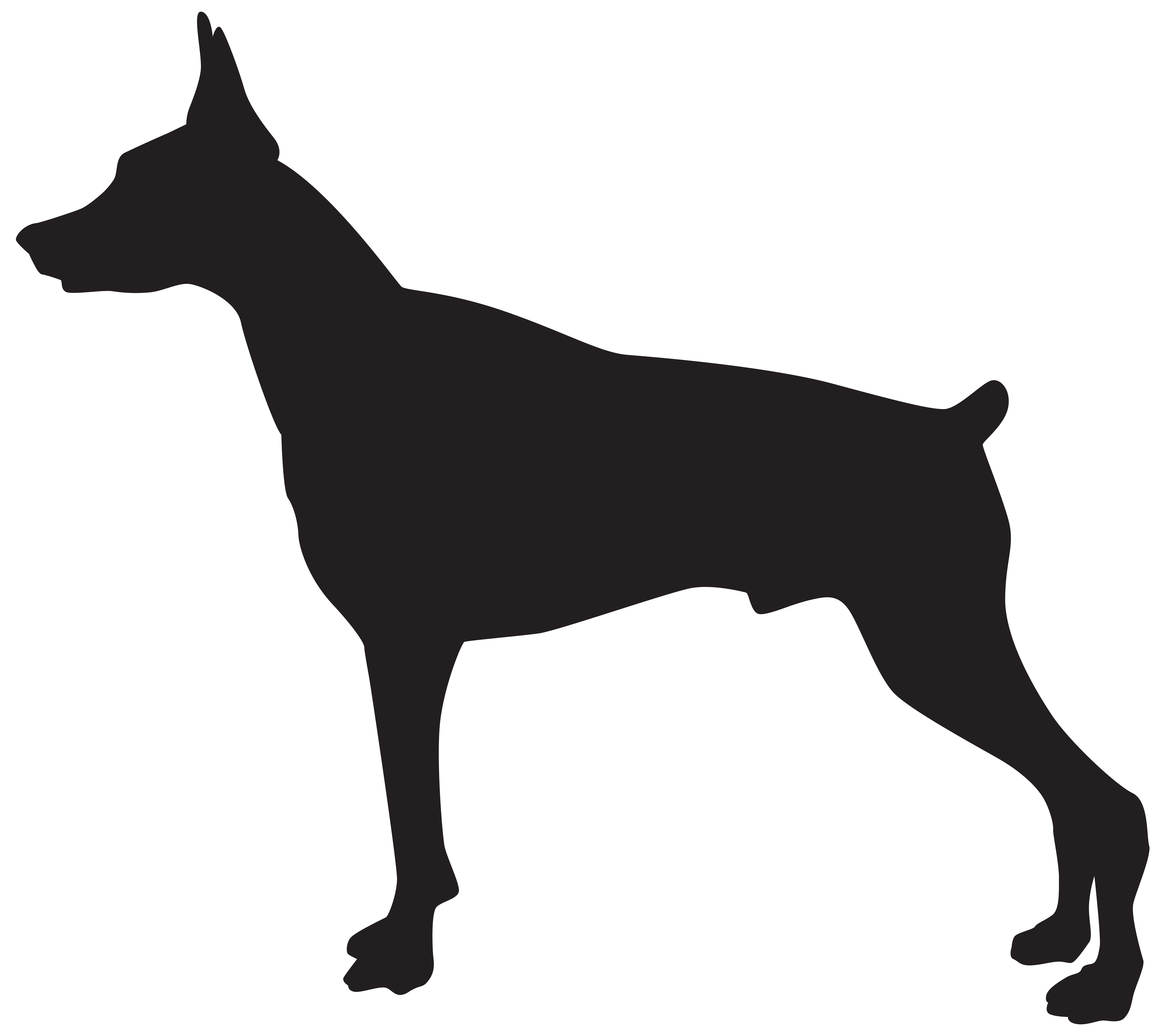 8000x7137 Doberman Dog Silhouette PNG Transparent Clip Art Image Quality Image And Transparent PNG Free Clipart
