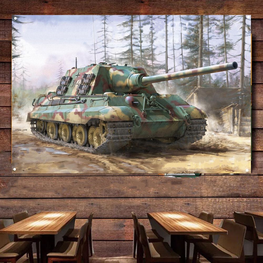 1000x1000 WW II German Jagdtiger Tank Poster Wall Hanging Flag Military Art Decor Banner 2