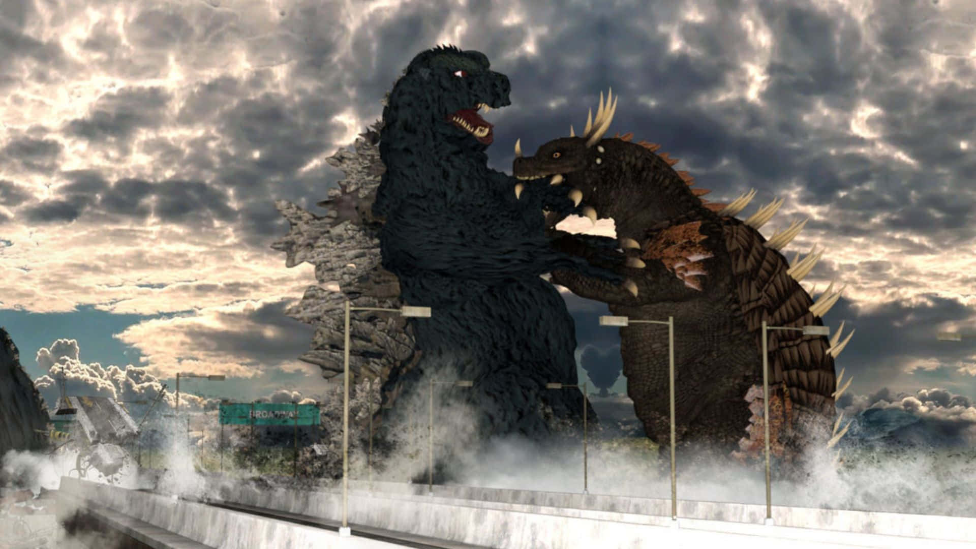 1920x1080 Download Explosive Battle Between Godzilla and Anguirus Wallpaper