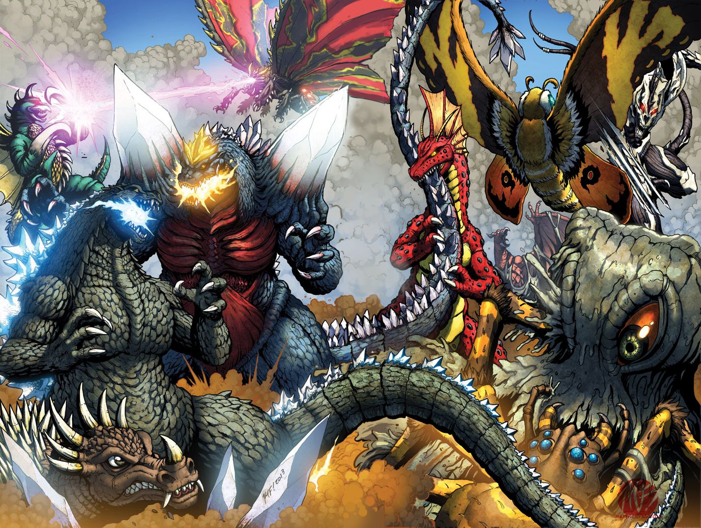 1428x1075 Desktop wallpaper: Kaiju, Spacegodzilla, Godzilla, Godzilla: Rulers Of Earth, Anguirus, Comics, Battle, Battra, Gigan, Hedorah, Kumonga, Monster X, Mothra (Godzilla), Rodan (Monsterverse), Titanosaurus 4K free download for PC. 303633