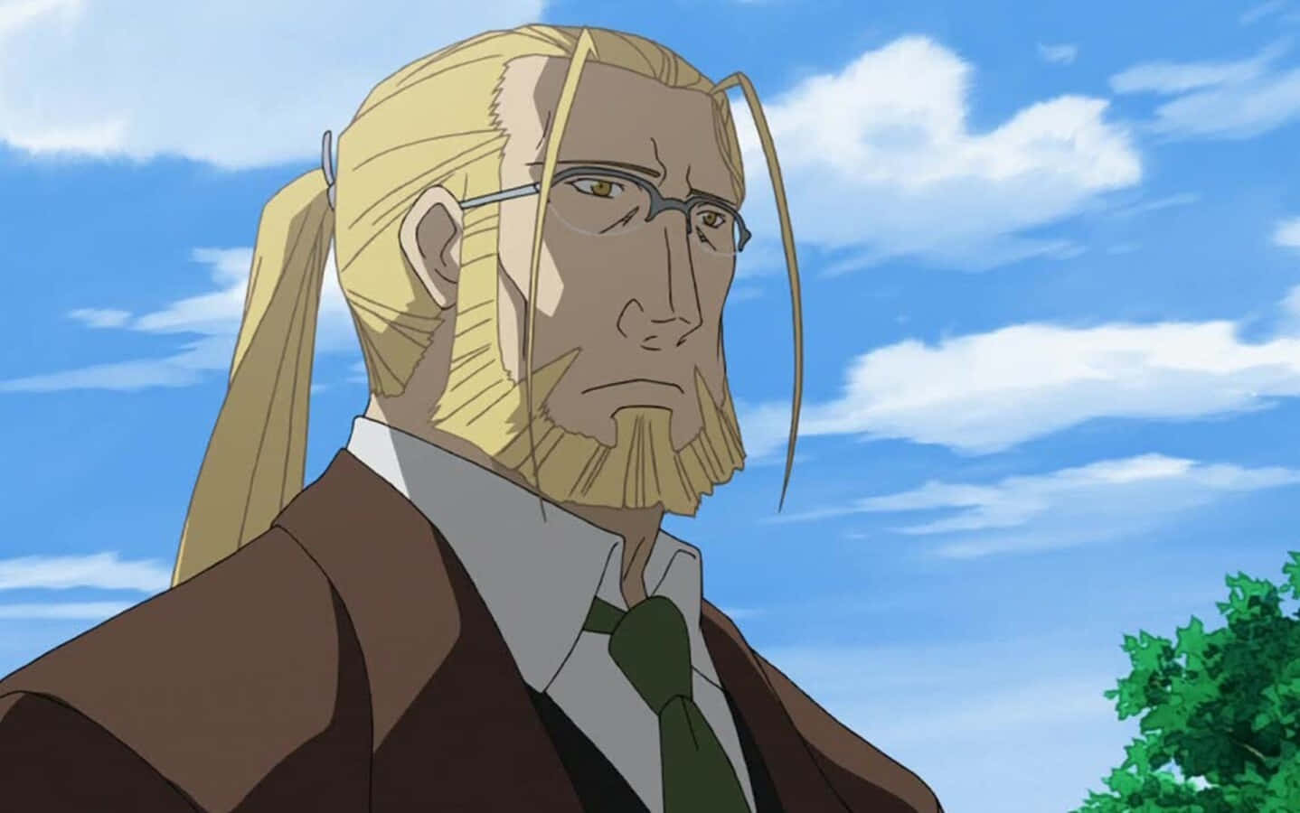 1438x900 Download Van Hohenheim From Fullmetal Alchemist Against A Mysterious Sci Fi Backdrop. Wallpaper