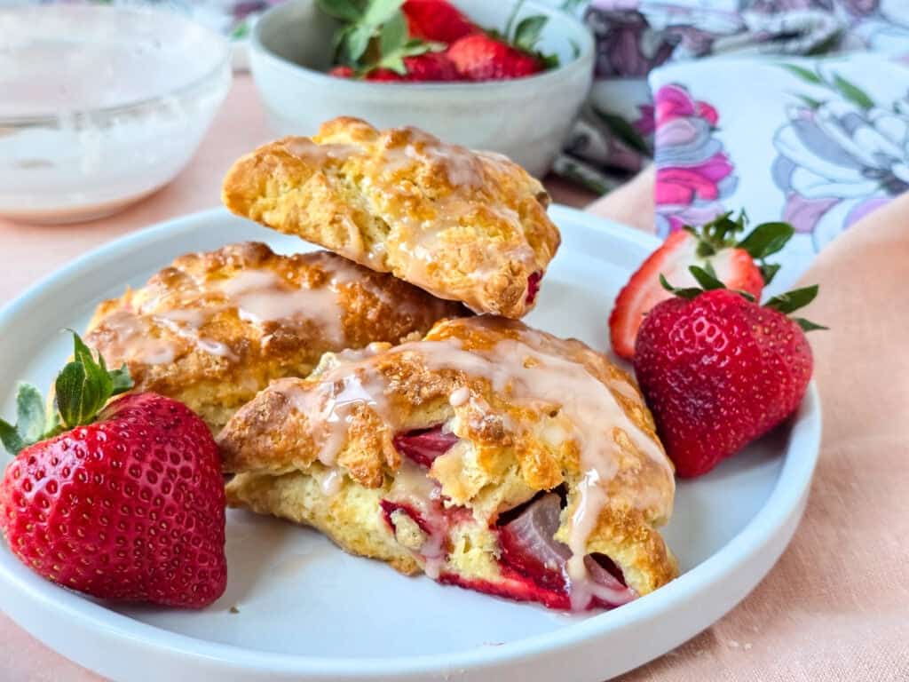 1024x768 Fresh Strawberry Scones (with Strawberry Glaze)