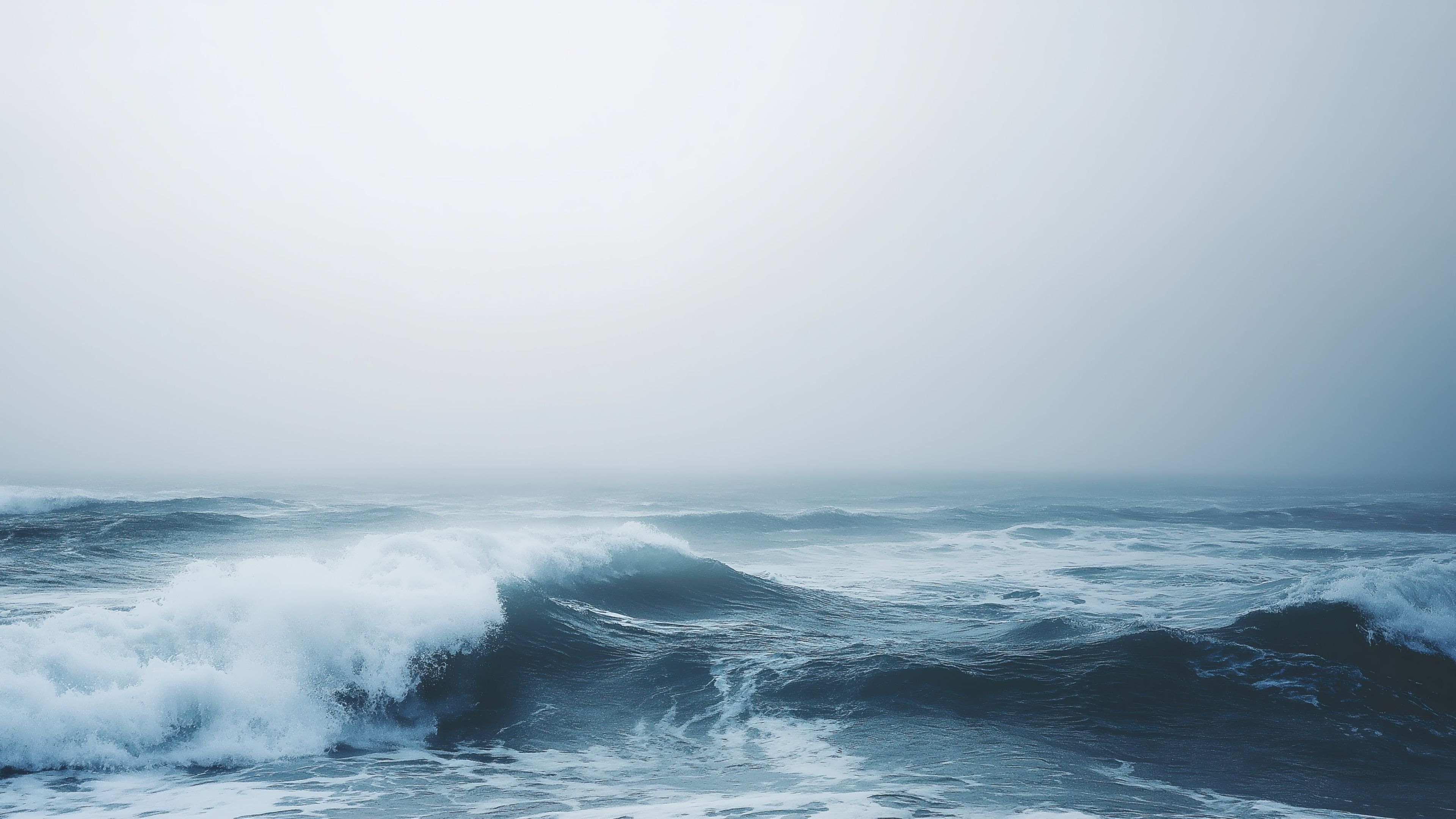 3840x2160 Deep ocean Wallpaper 4K seas, Gray overcast