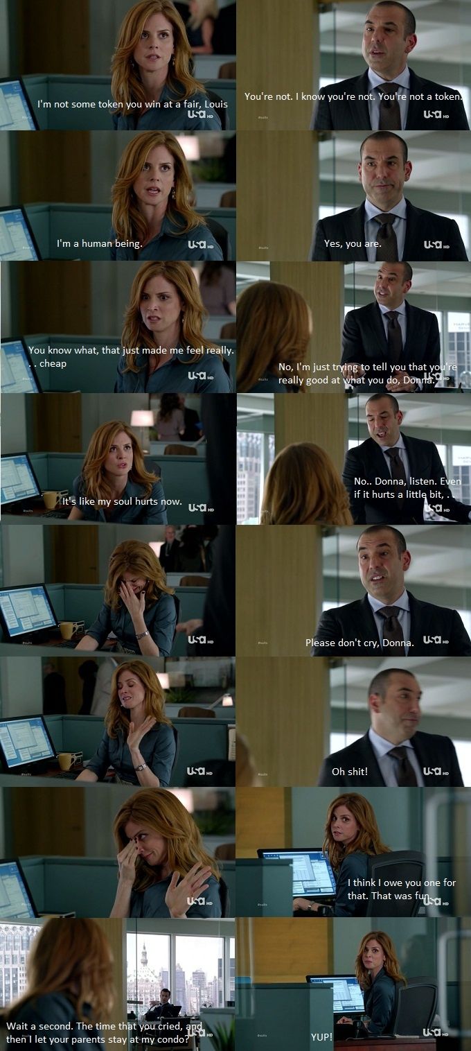 680x1516 Louis Litt and Donna Paulsen. Suits: Louis trys to get Donna to work for him instead of having her work for Harvey