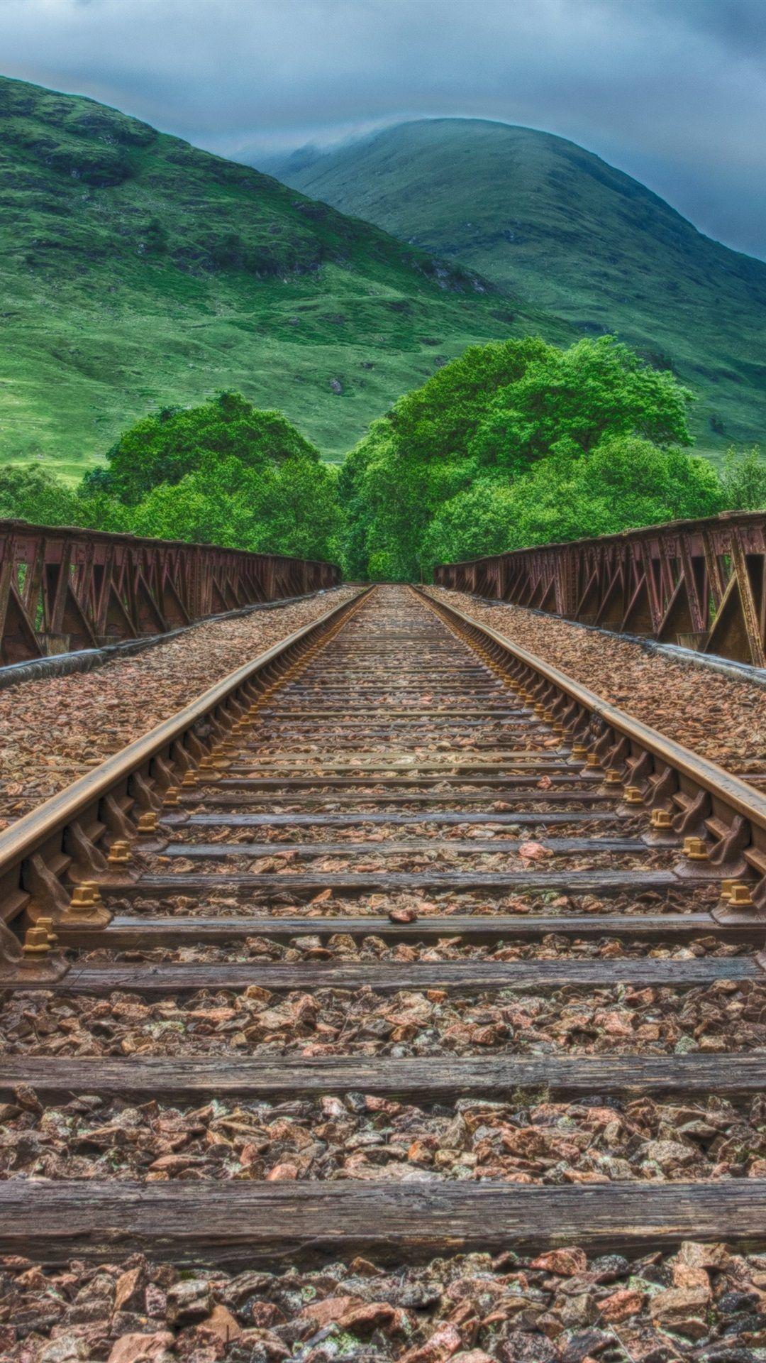 1080x1920 Wallpaper Railway, mountains, green, HDR style 3840x2160 UHD 4K Picture, Image
