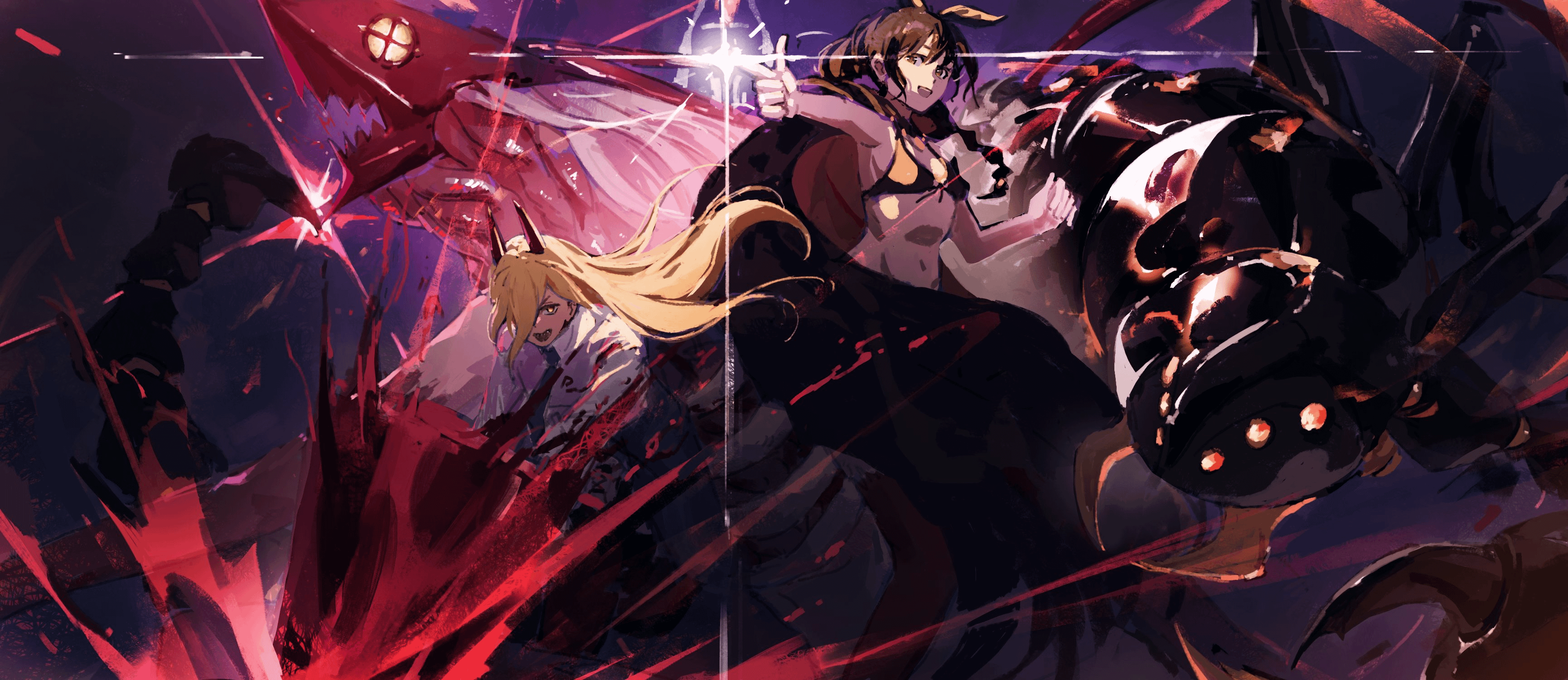 3460x1500 Two inhuman monsters in human skin (Power and Shaula) (requested by me, art