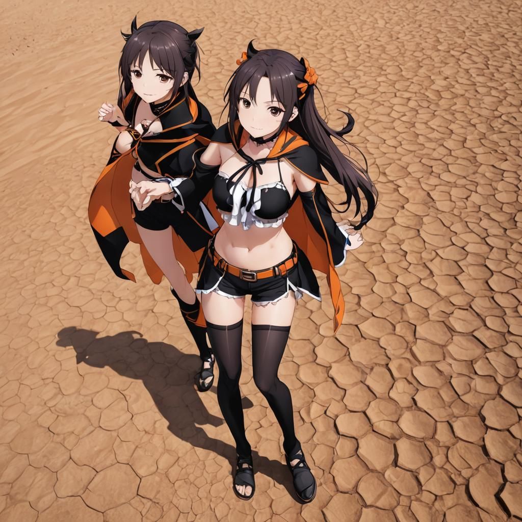 1024x1024 Shaula in Desert, Anime Style Digital Art