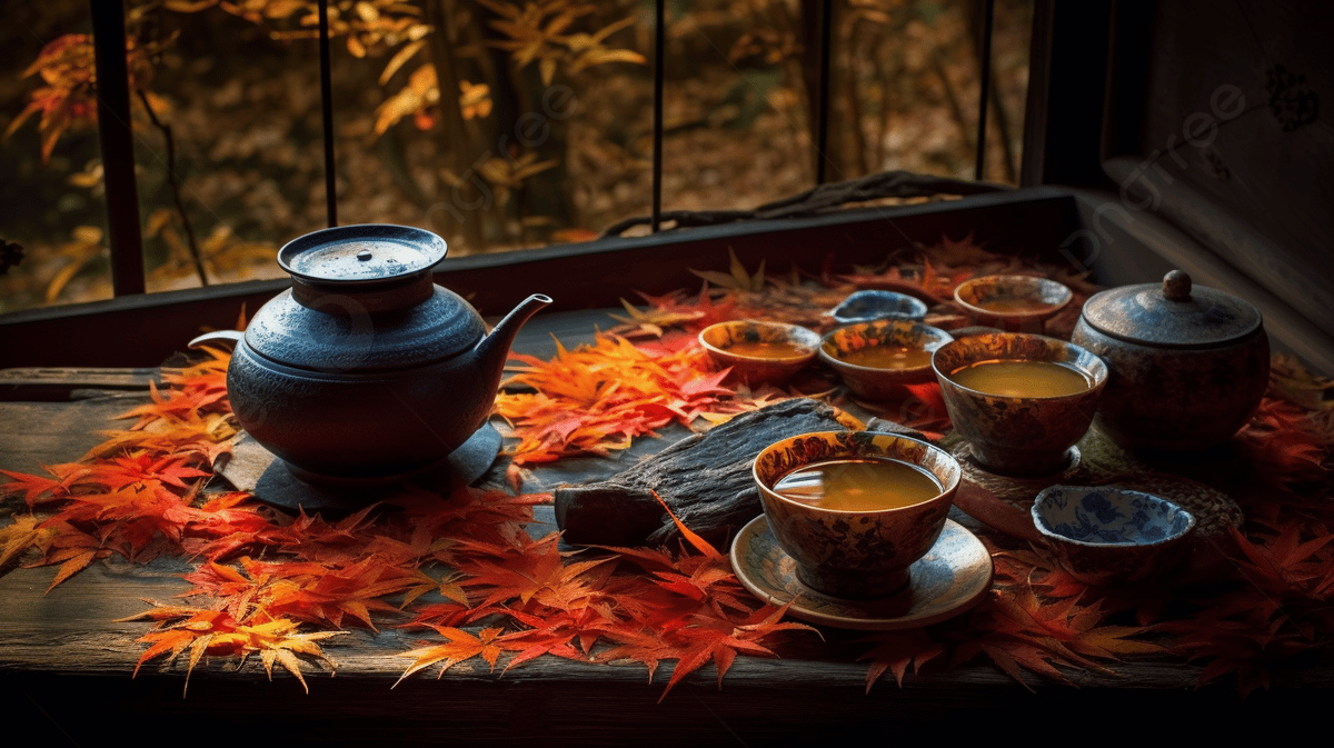 1200x673 Tea In A Window With Autumn Leaves Photo And Picture For Free Download
