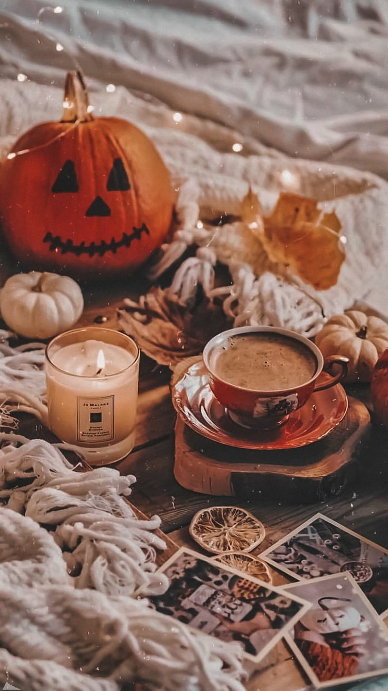 800x1422 HD autumn coffee wallpaper